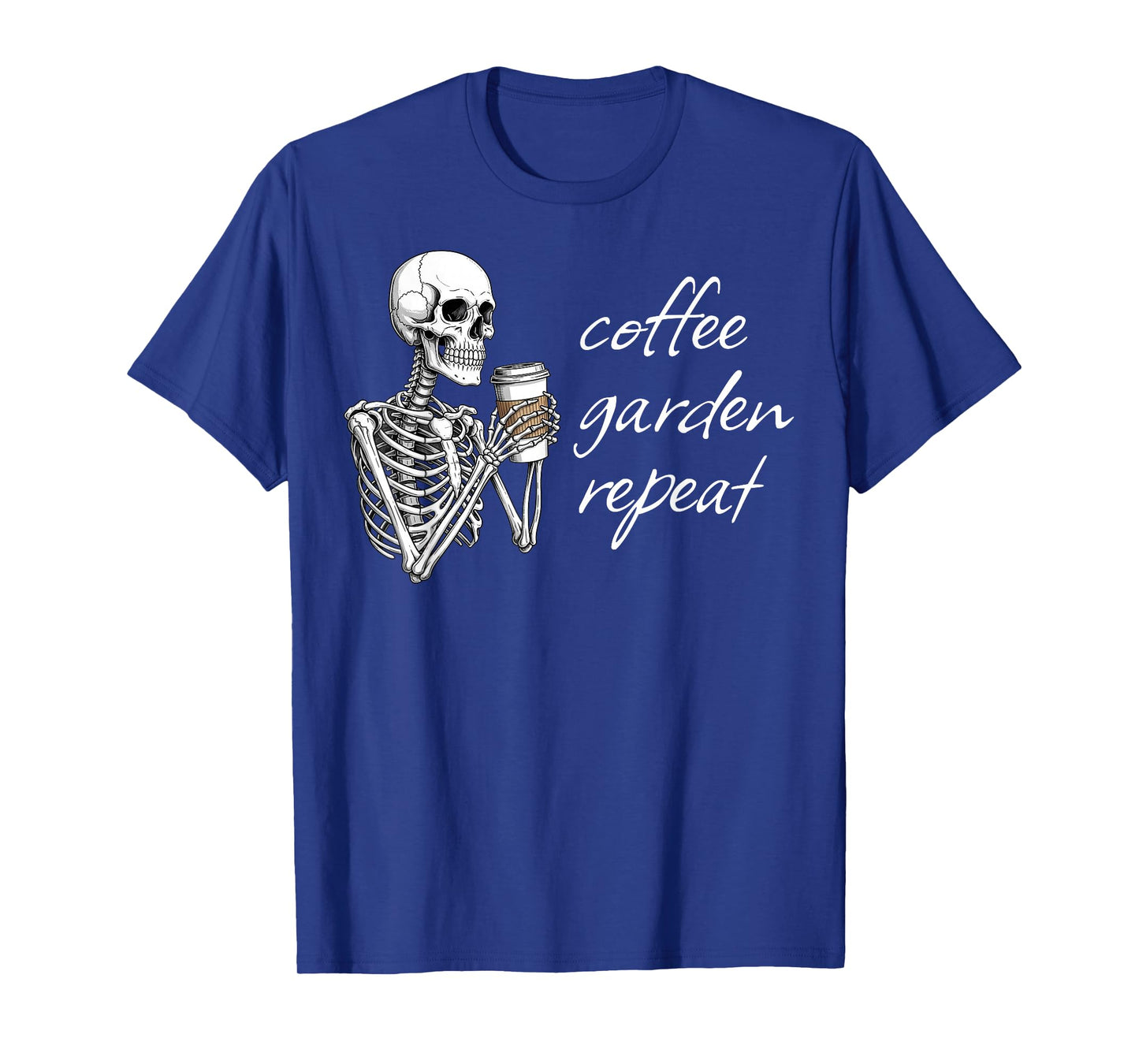Coffee Garden Repeat Skeleton Gardener Spooky Halloween T-Shirt