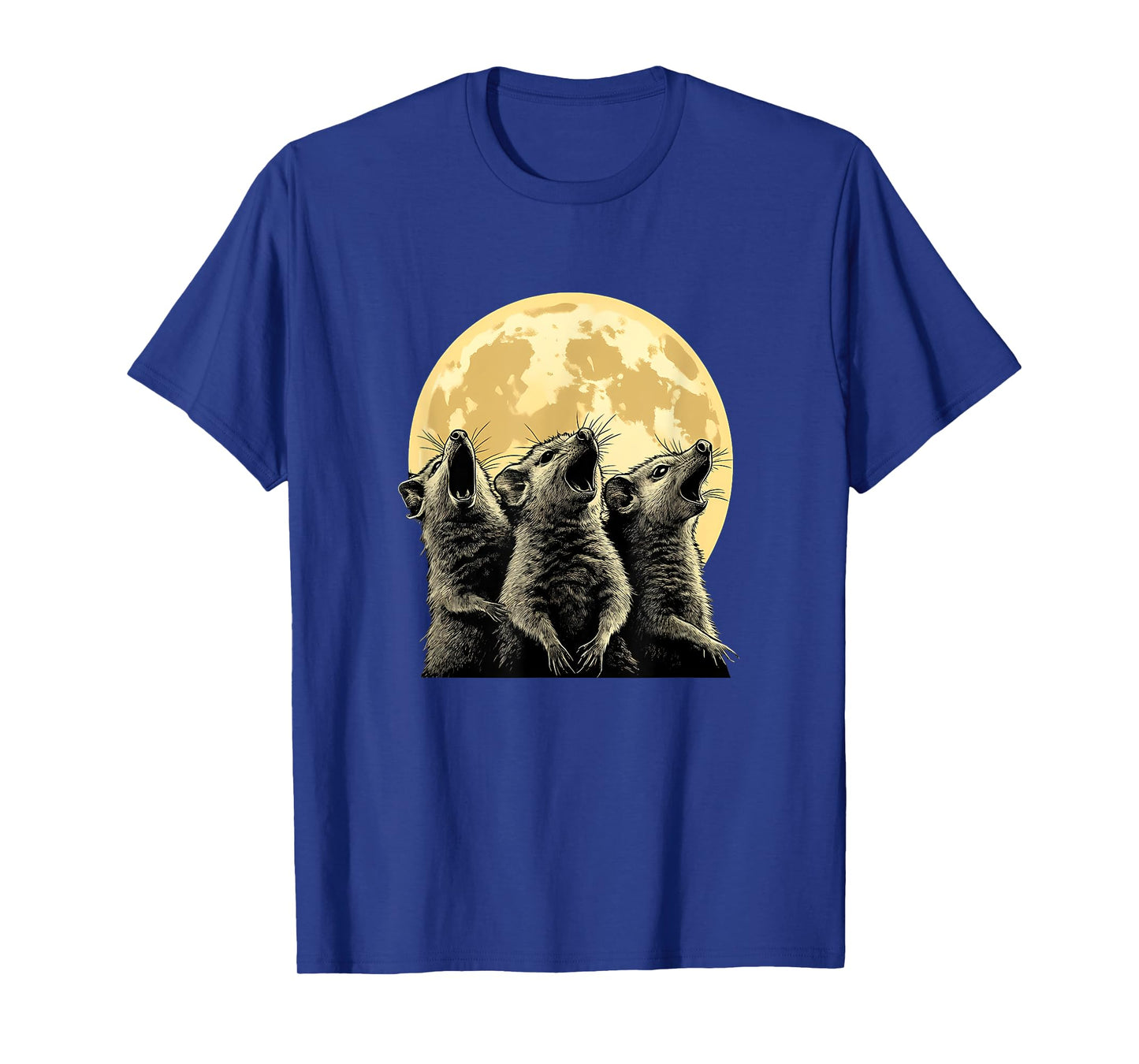Three Possums Howling at the Moon - Funny 3 Opossum Howl T-Shirt