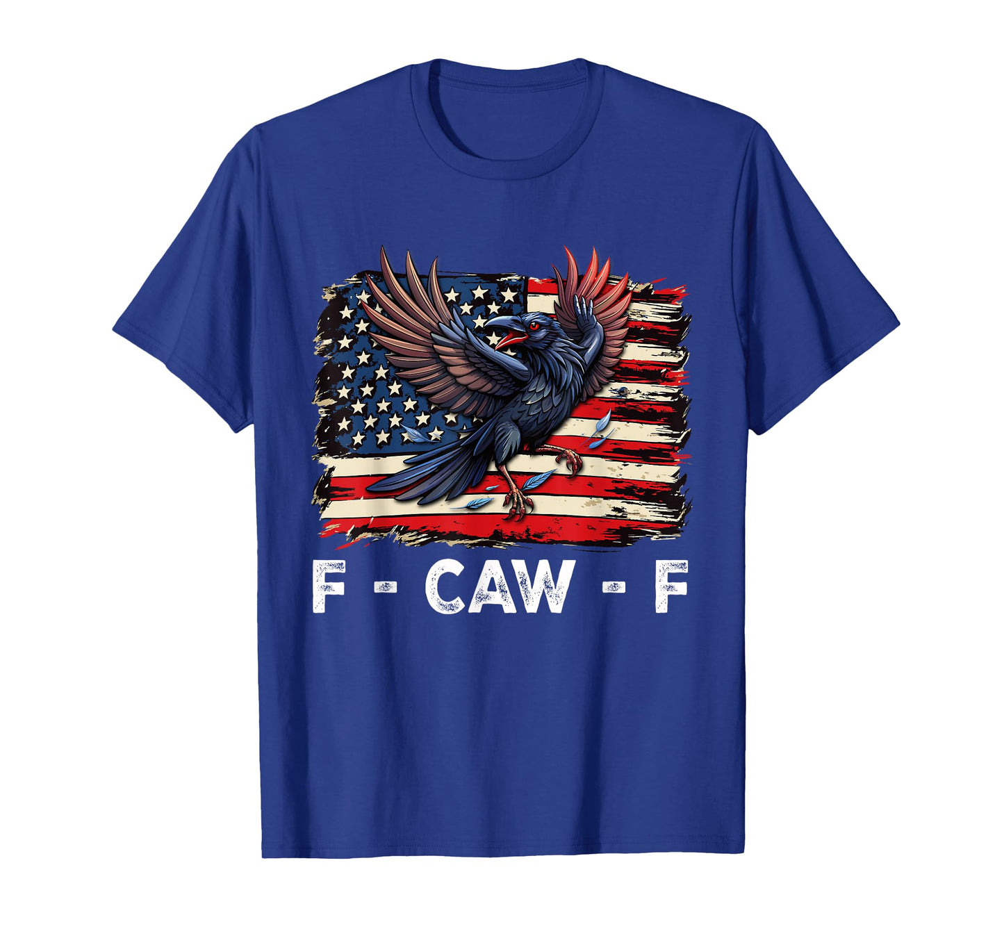 F-Caw-F Black Crow Black Bird Retro USA Flag Vintage F-Caw-F T-Shirt