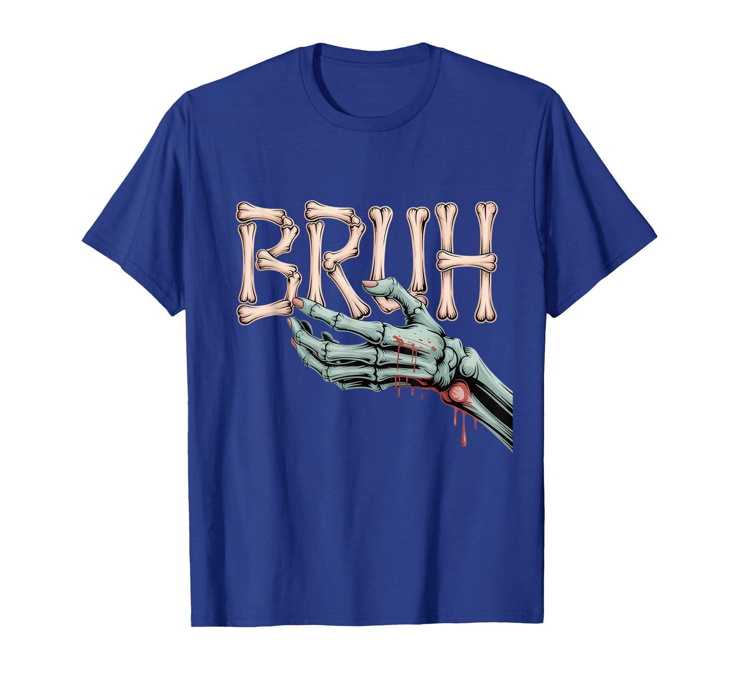 Bruh Skeleton Zombie Halloween Boys Kids Teens Graphic T-Shirt