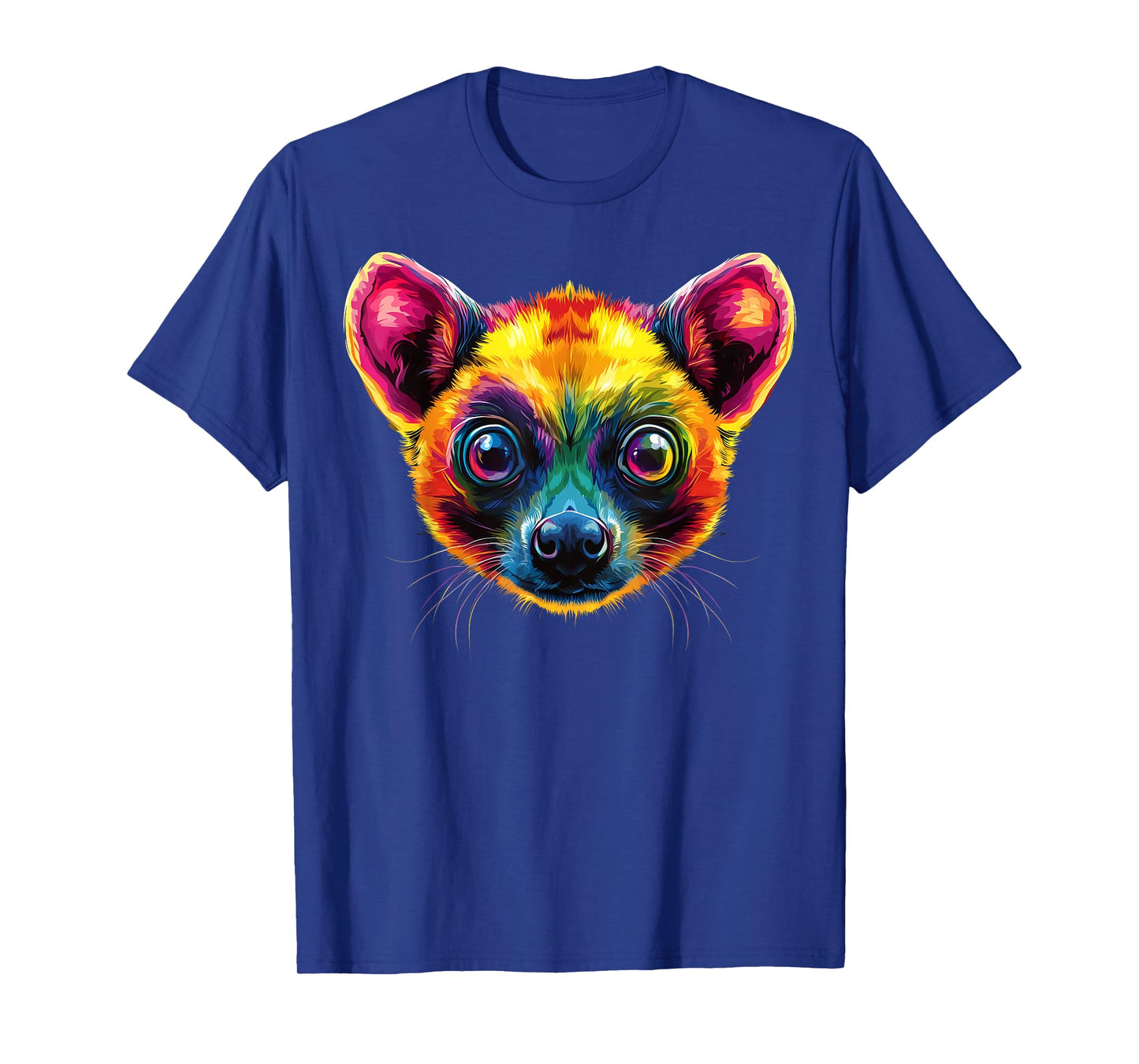 Colorful Kinkajou Face Cute Jungle Animal Lover Black T-Shirt