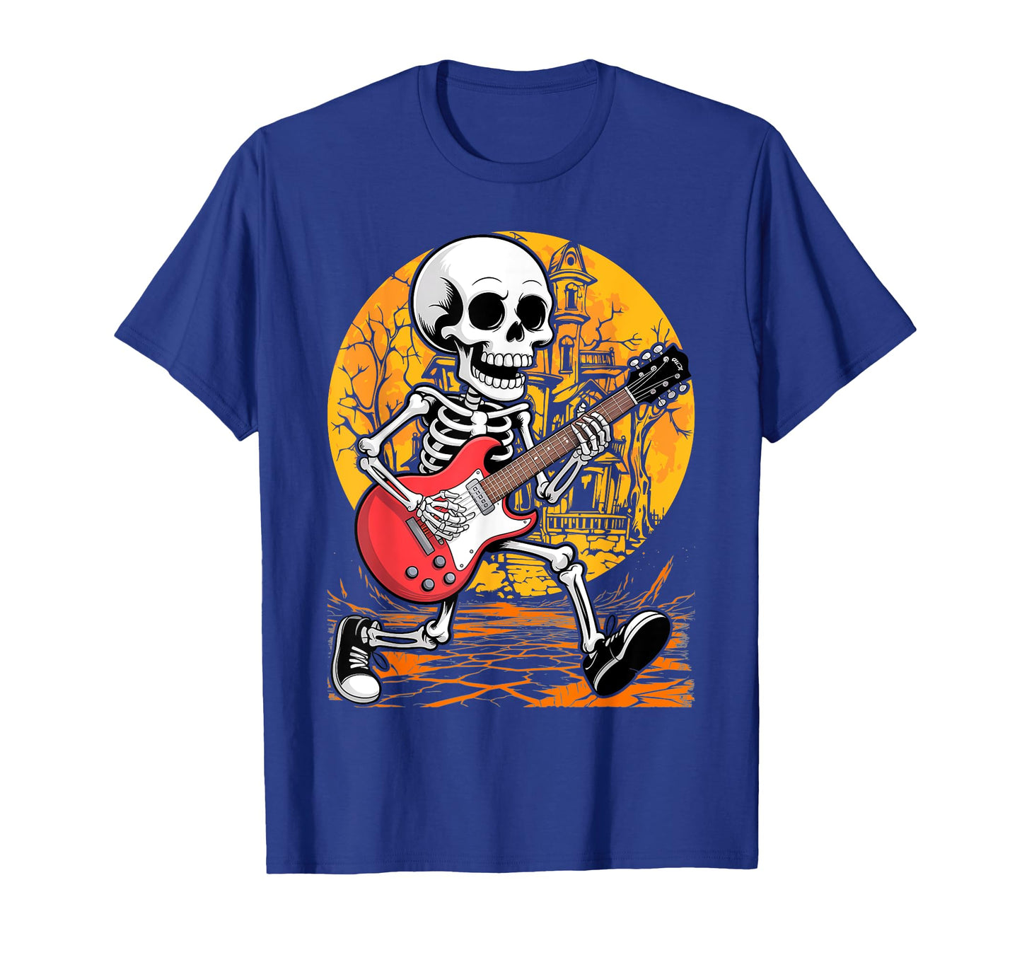 Halloween Rocker Skeleton Guitar Rock Costume Men Boys Kids T-Shirt