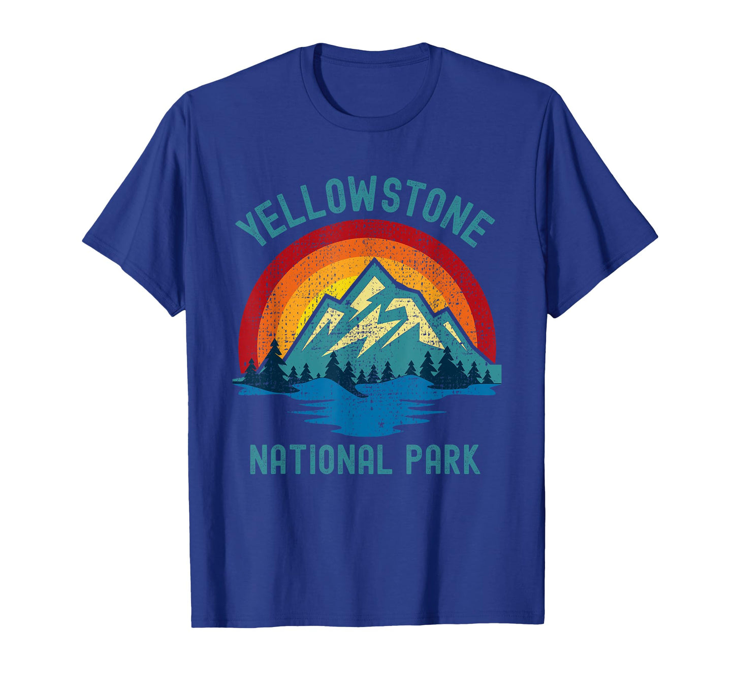 Yellowstone National Park Vintage Sunset Retro Hiking Camp T-Shirt