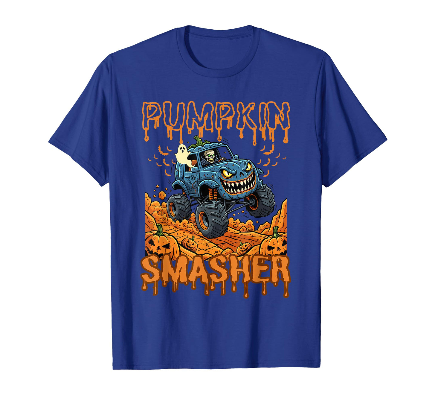Pumpkin Smasher Ghost Truck Halloween Women Men Boys Kids T-Shirt