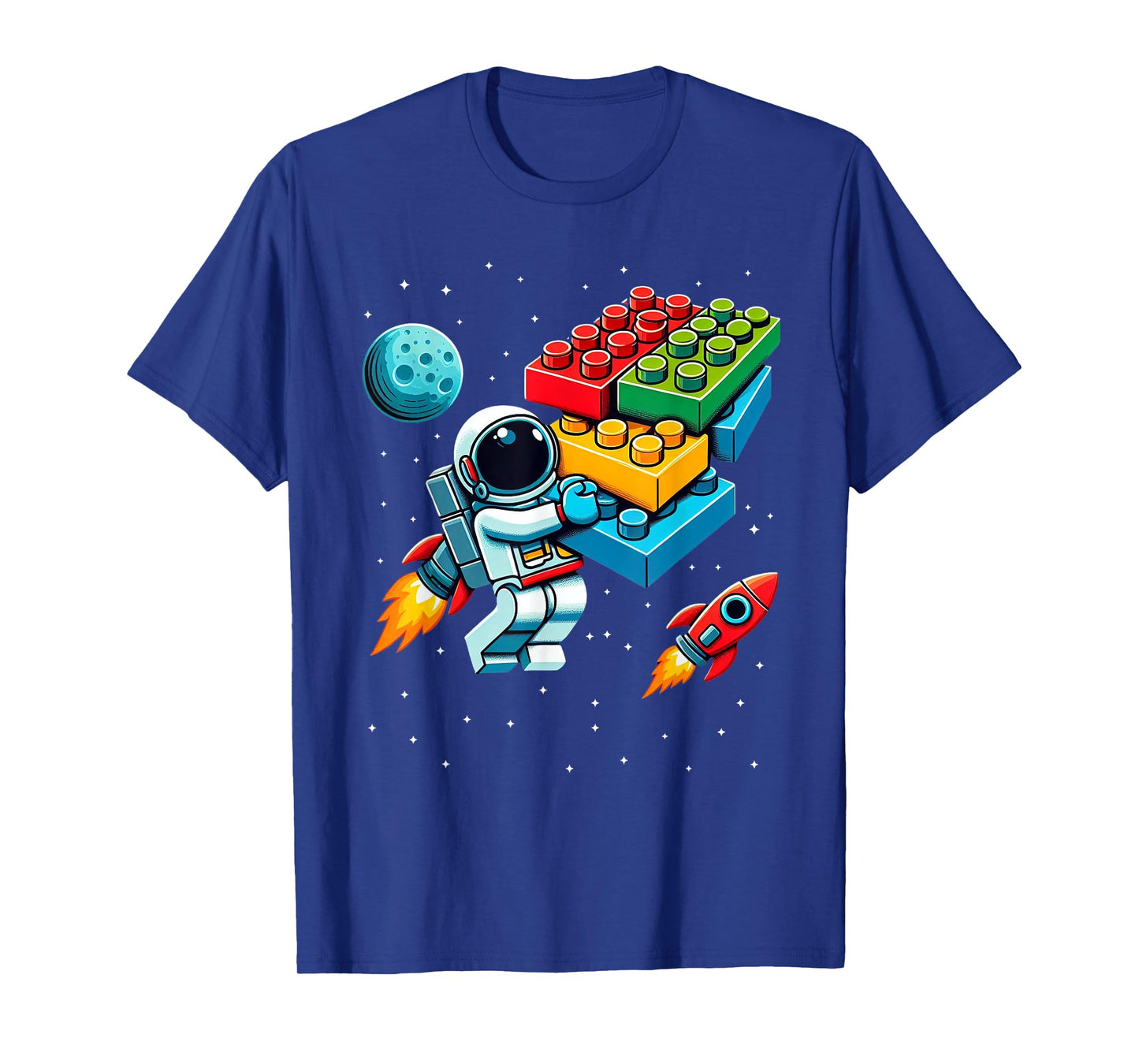 Master Builder Space Astronaut Building Blocks Bricks Boys T-Shirt