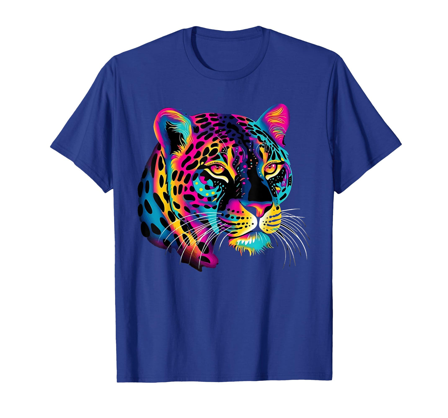 Rainbow Colorful Jaguar Big Cat Lover Print Graphic Design T-Shirt