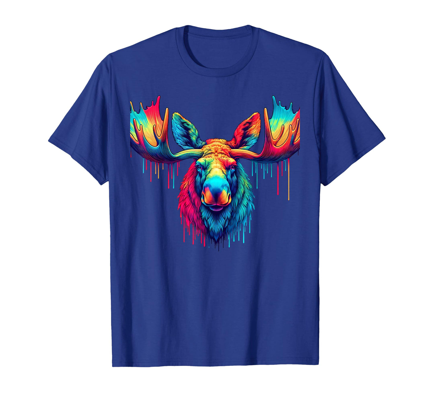 Cool Moose Graphic Spirit Animal Illustration Tie Dye Art T-Shirt