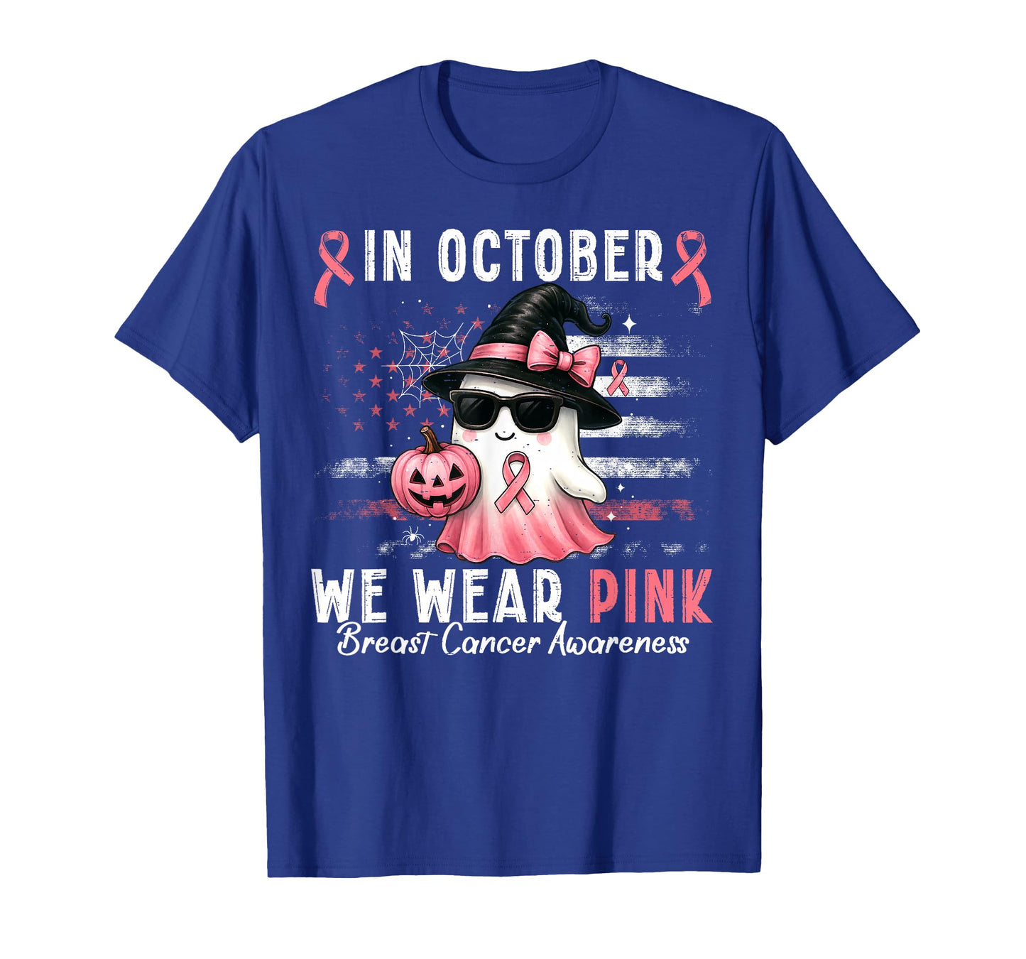 in October We Wear Pink Shirt Ghost Breast Cancer Awareness T-Shirt
