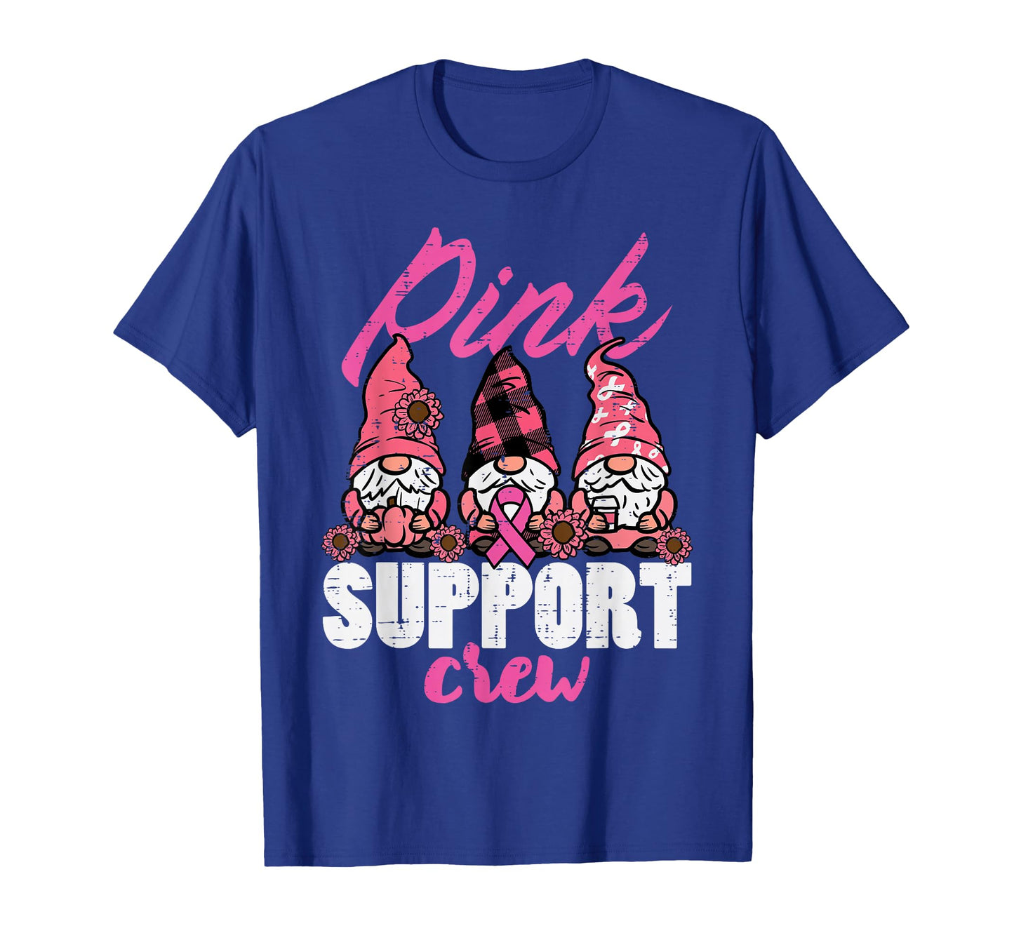 Breast Cancer Gnomes Pink Support Crew Aware Women Kids Men T-Shirt