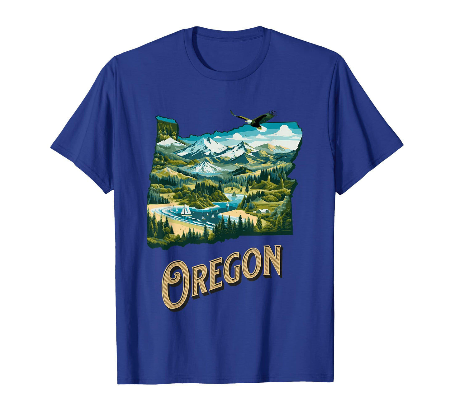 Oregon State PNW Nature Mt Hood Columbia River Eagle Forest T-Shirt