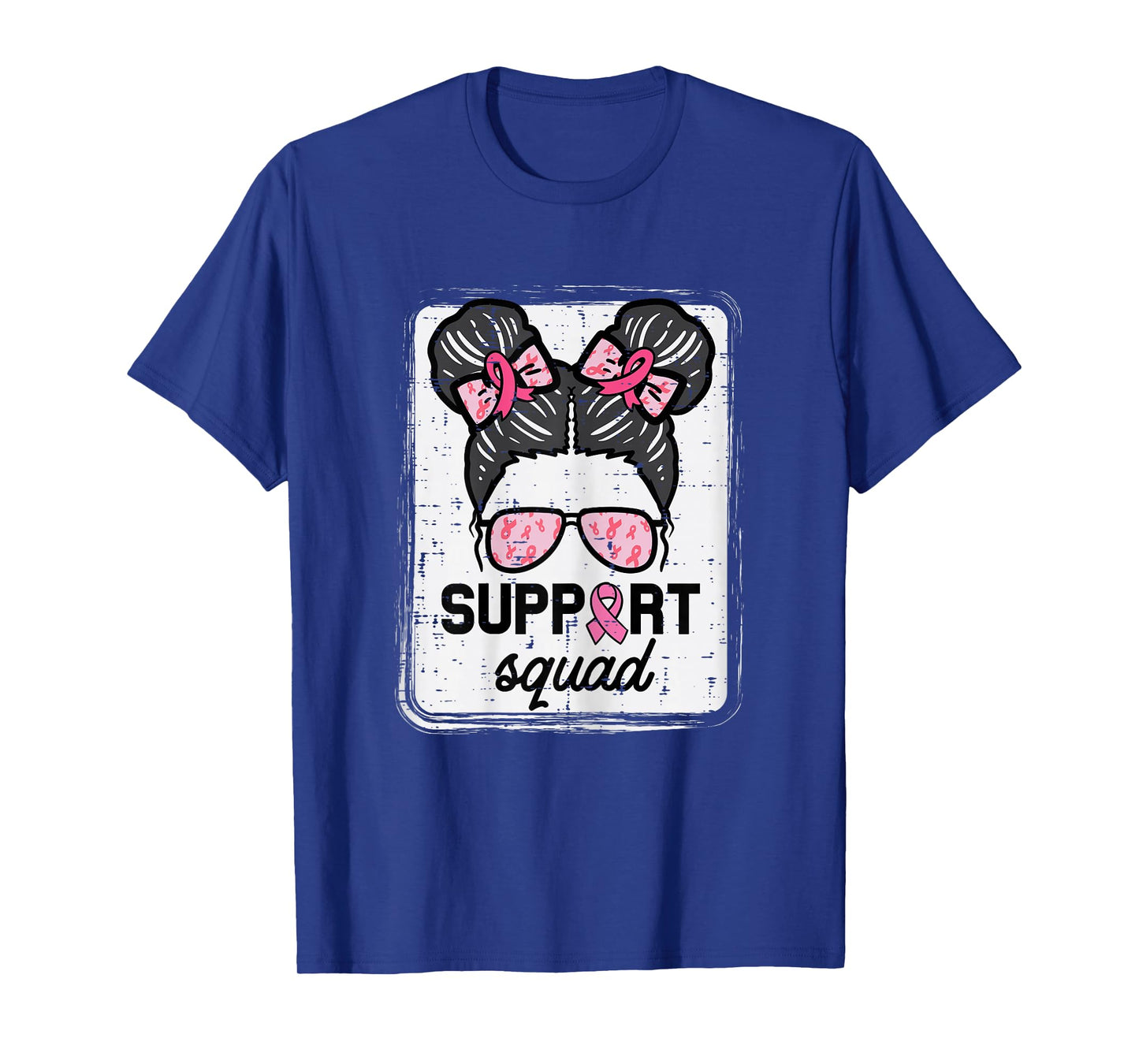 Breast Cancer Support Squad Bun Awareness Girls Kids Youth T-Shirt