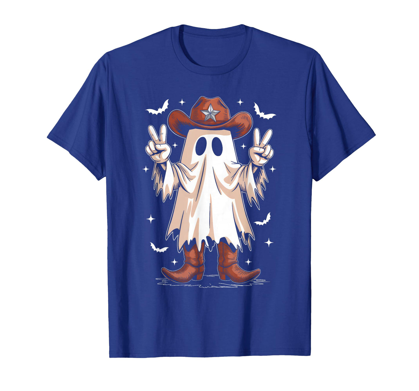 Retro Western Halloween Cowboy Men Boys Halloween Ghost T-Shirt
