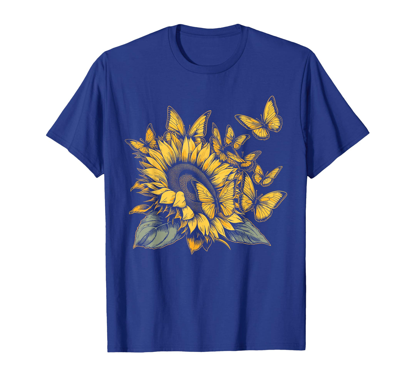 Cute Yellow Butterfly Sunflower Monarch Butterfly Nature T-Shirt