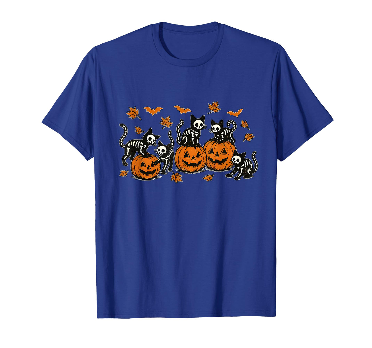 Funny Skeleton Black Cat Pumpkin Fall Autumn Vibes T-Shirt