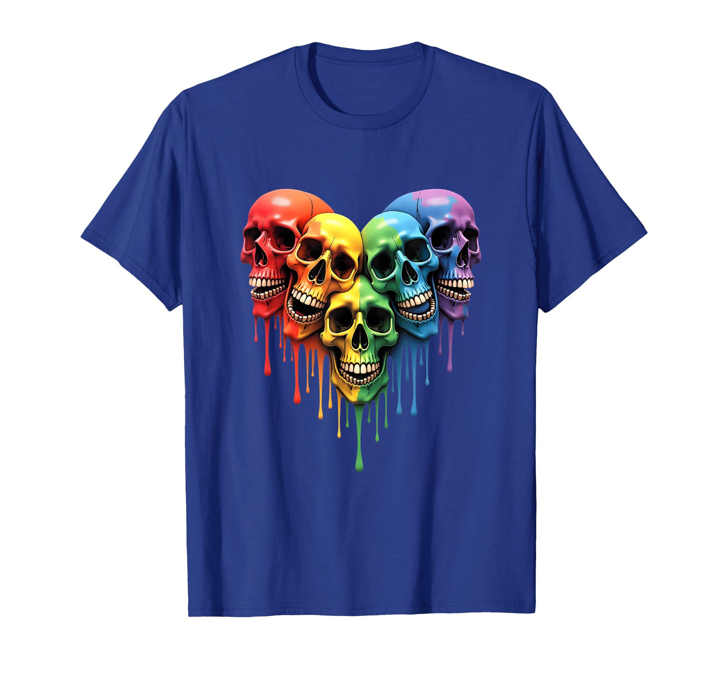 LGBT Pride Halloween Horror Skeleton Skull Rainbow Heart T-Shirt