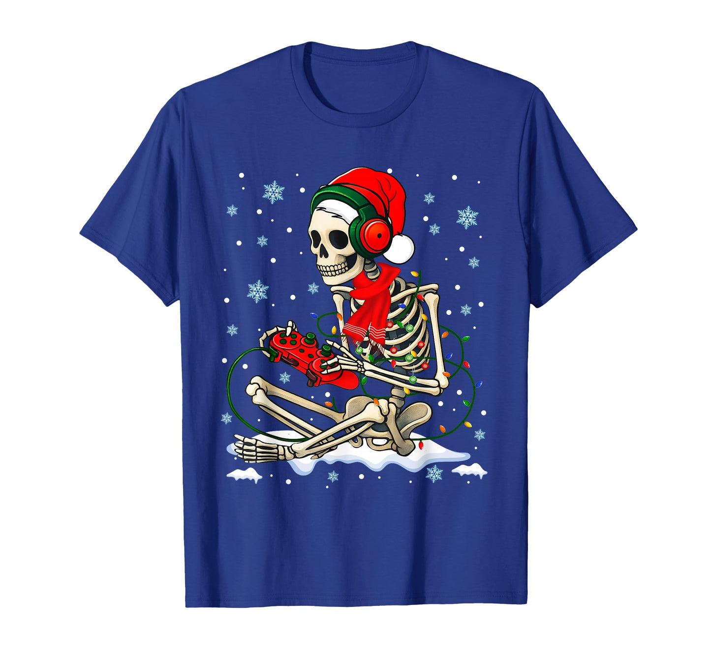 Funny Skeleton Gamer Gaming Santa Hat Christmas Xmas Boy Men T-Shirt