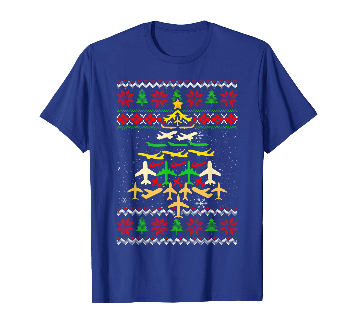 Airplane Christmas Tree Ugly Xmas Sweater Decoration Pilot T-Shirt