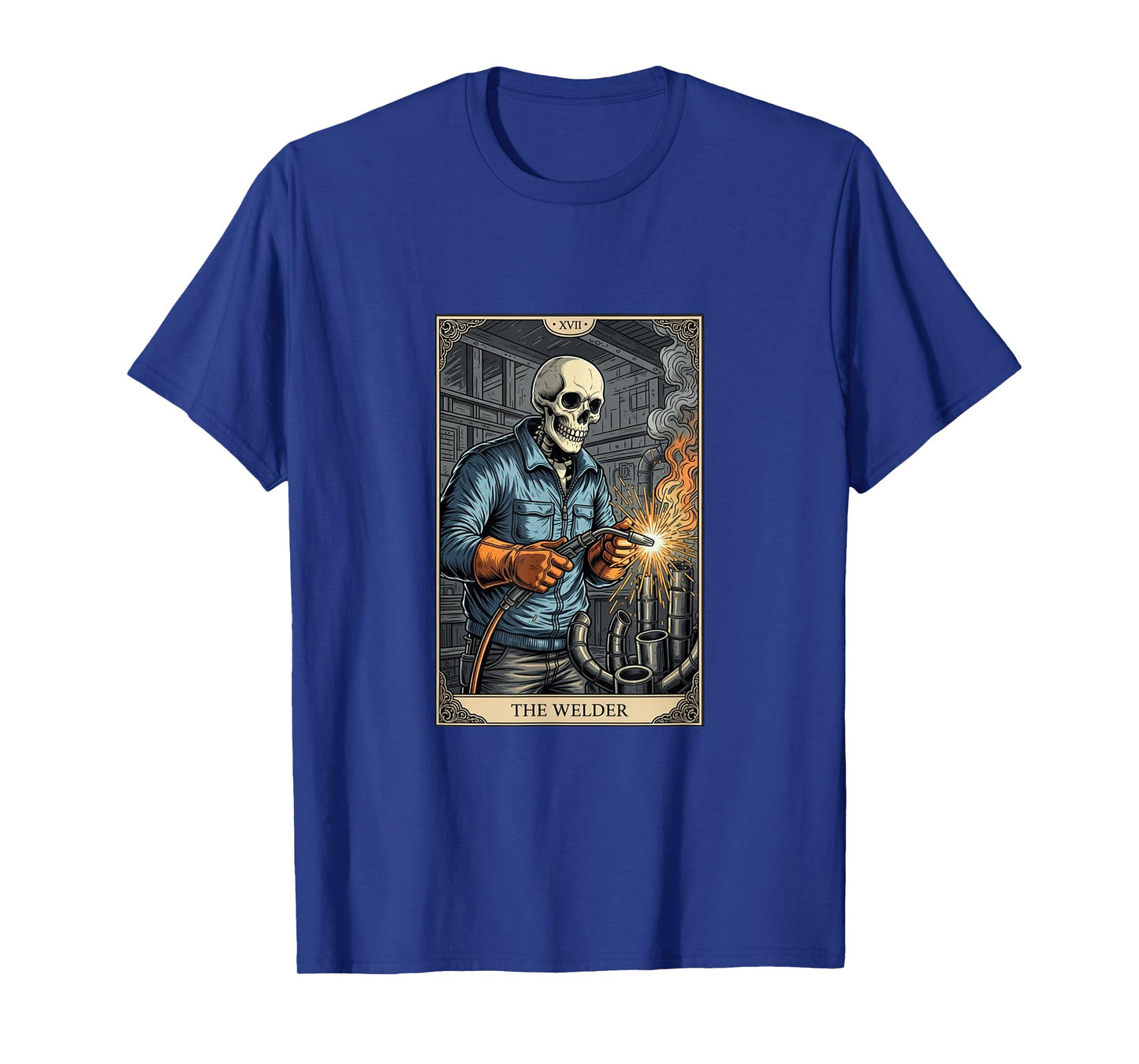 The Welder Welding Tarot Card Skeleton Funny Metal Worker T-Shirt