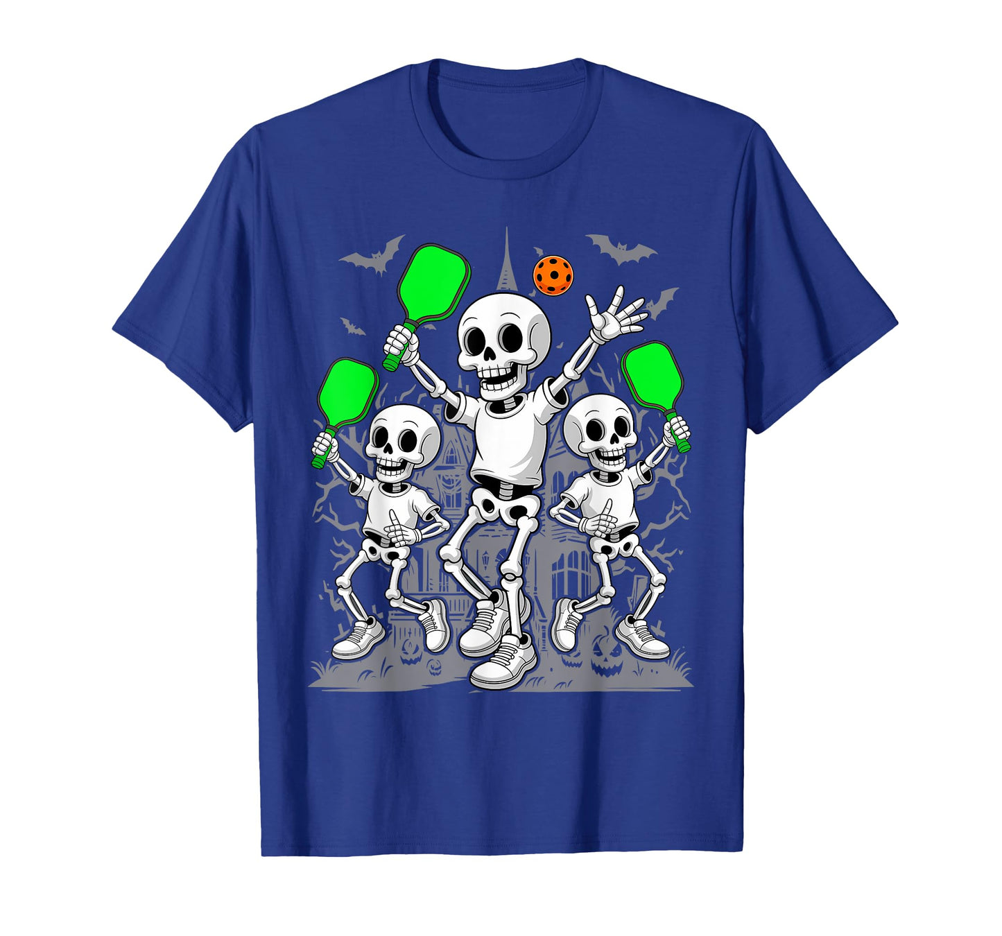 Skeletons Playing Pickleball Halloween Costume T-Shirt