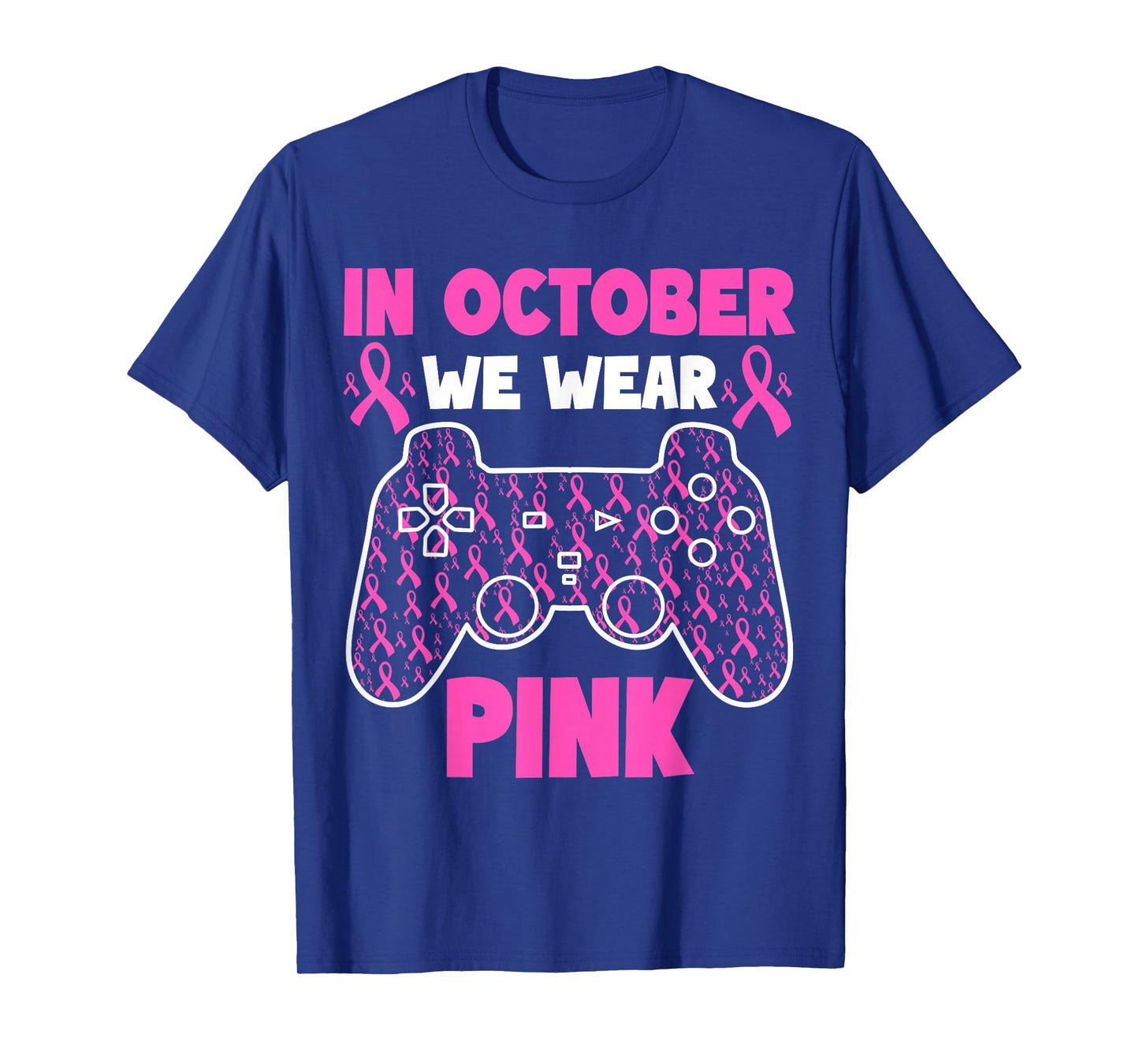 in October We Wear Pink Breast Cancer Gaming Kids Boys Youth T-Shirt