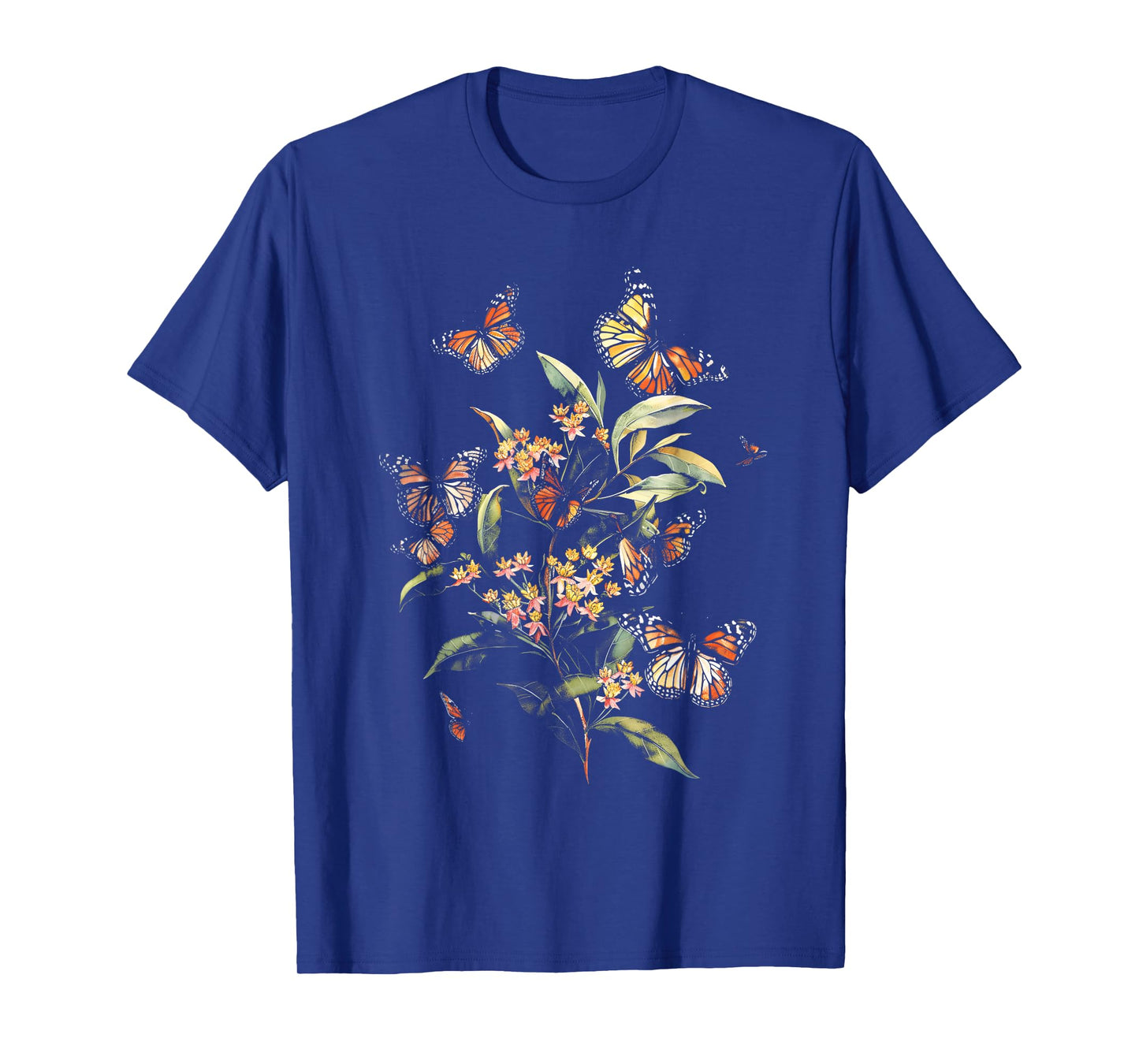 Vintage Monarch Butterfly Milkweed Flower Girl Plant Mom T-Shirt
