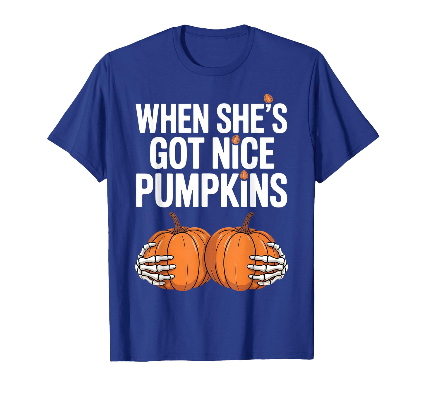 Funny Halloween Skeleton Hands Holding Pumpkins Women Men T-Shirt