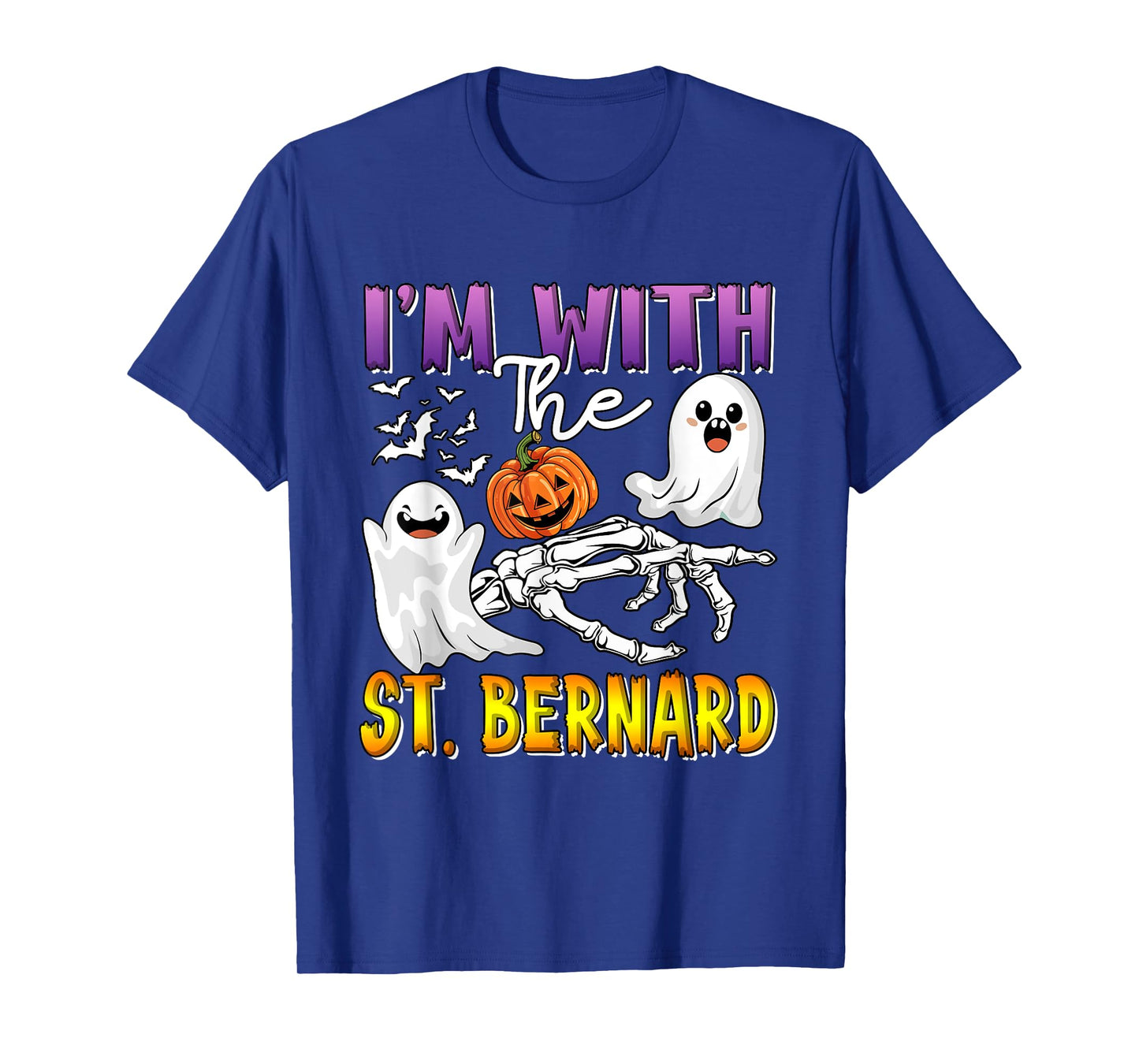 I'm with St. Bernard Halloween Boo Ghost Funny Single Owner T-Shirt