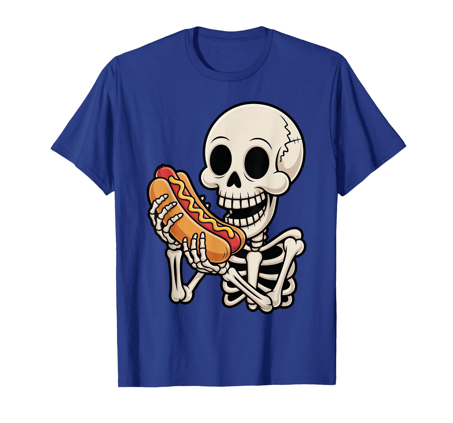 Funny Creepy Skeleton Eating Hot Dog Halloween Costume Kids T-Shirt