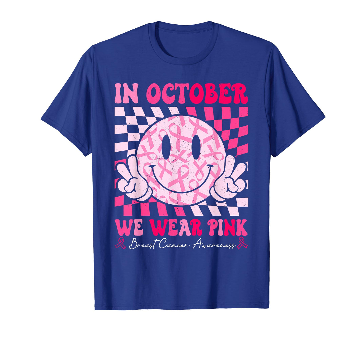 Retro In October We Wear Pink Breast Cancer Awareness Ribbon T-Shirt