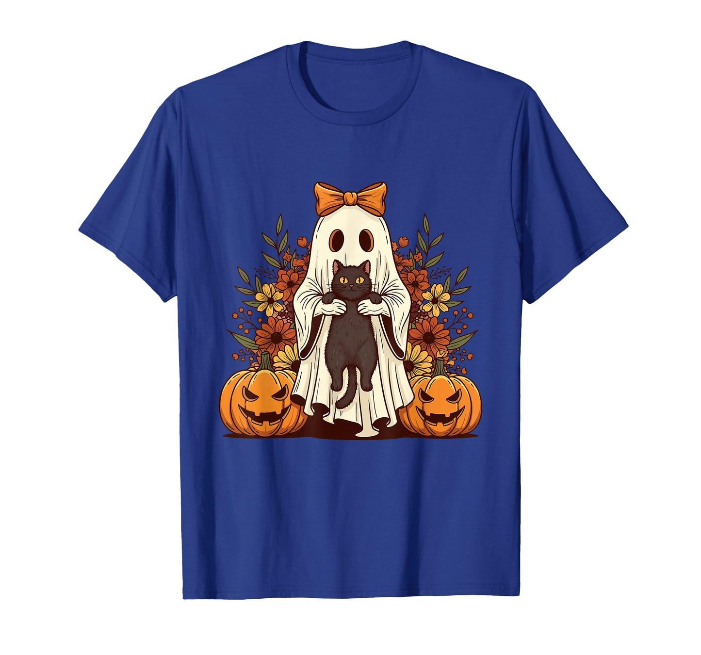 Ghost & Black Cat - Spooky Halloween Cat Lover Fall Autumn T-Shirt