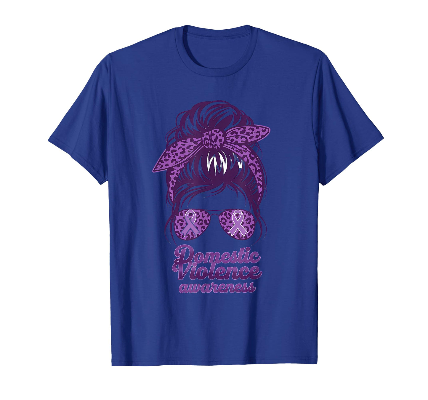 Domestic Violence Awareness Leopard Woman Purple Ribbon T-Shirt