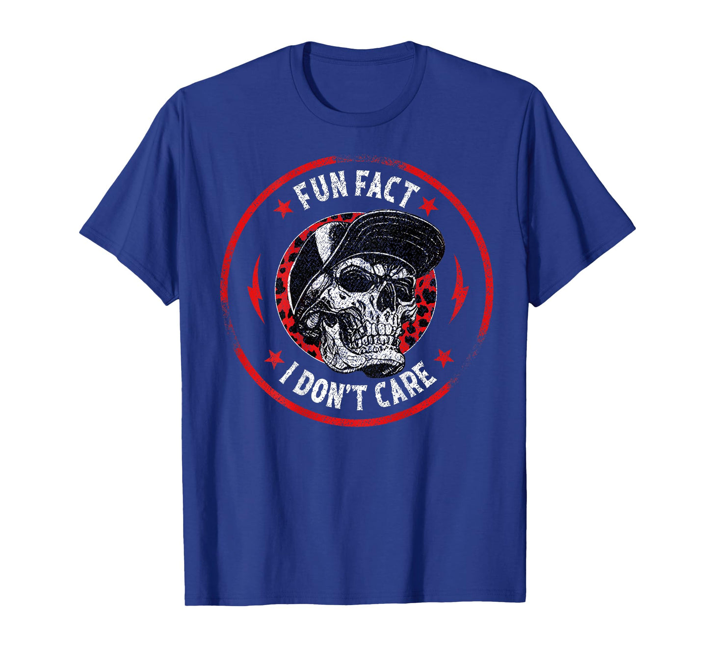 Fun Fact I Don't Care Funny Skeleton Sarcastic (ON Back) T-Shirt