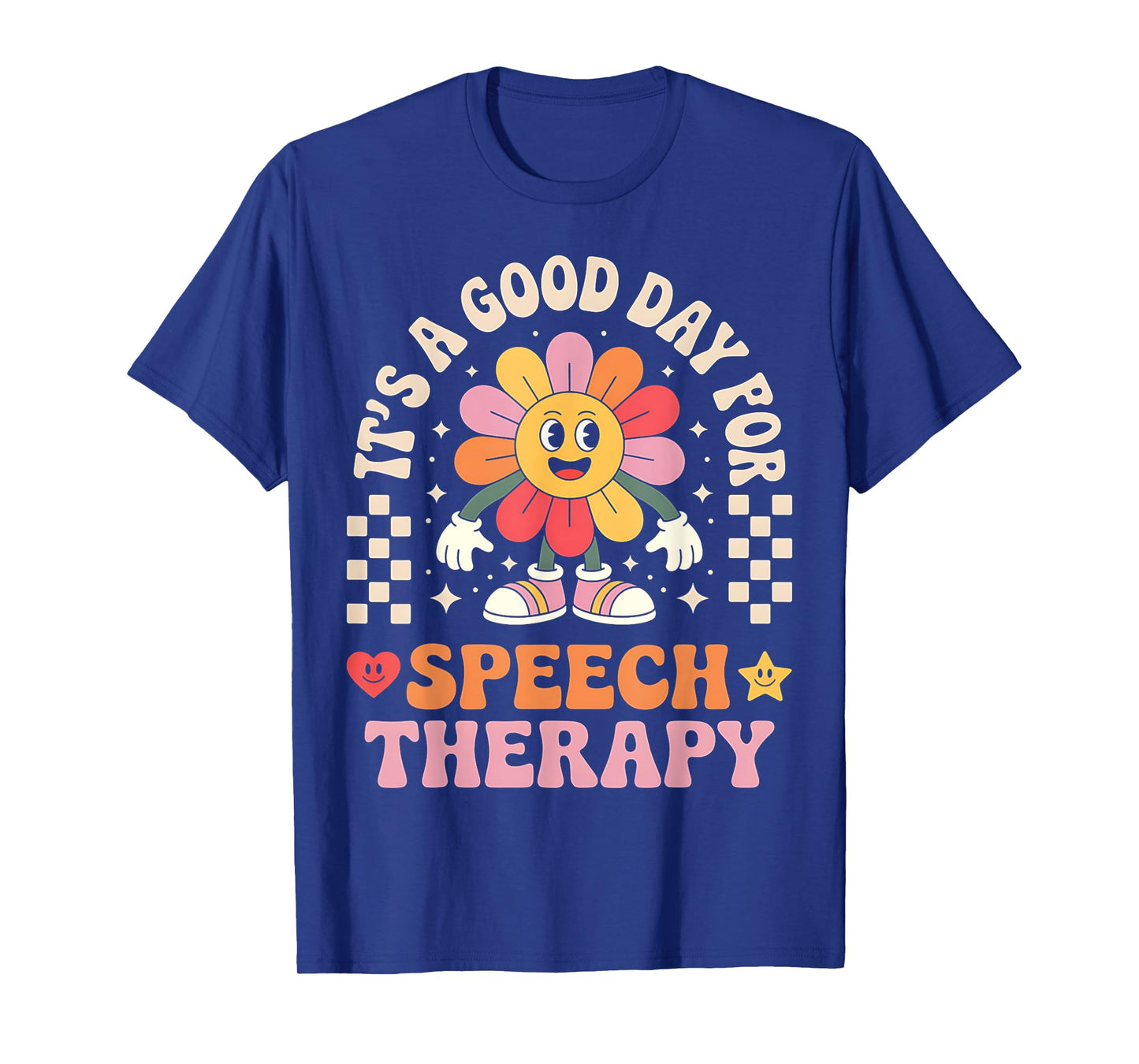 Speech Therapy Day SLP Therapist Retro Groovy Flower T-Shirt