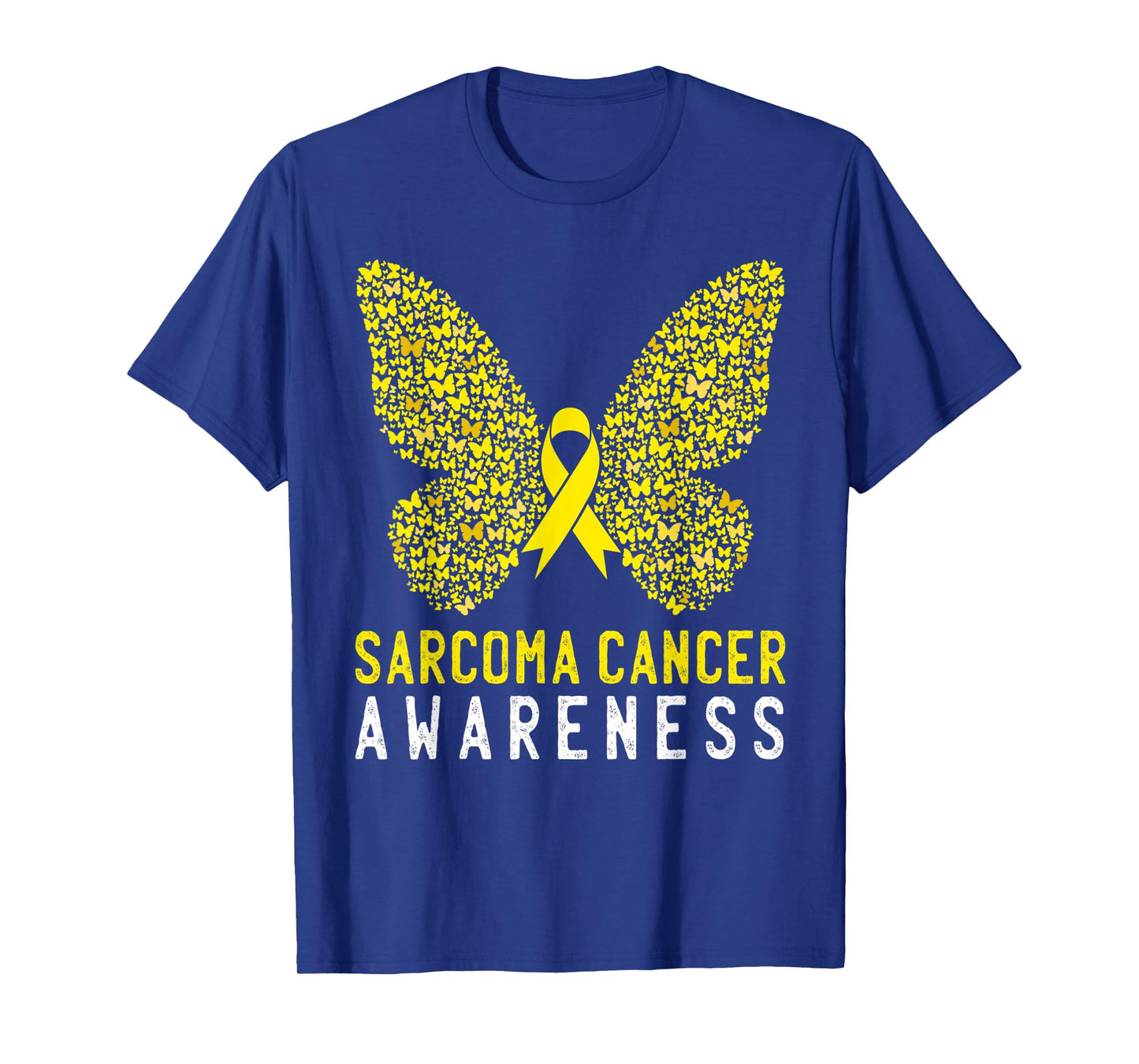 Butterfly Sarcoma Cancer Awareness Yellow Ribbon Support T-Shirt