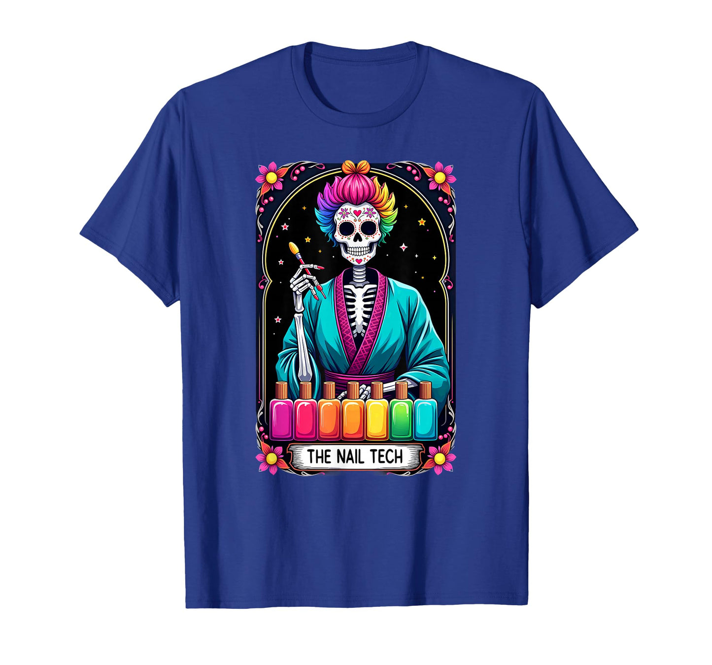 Tarot Card Nail Tech Skeleton Beautician Halloween T-Shirt