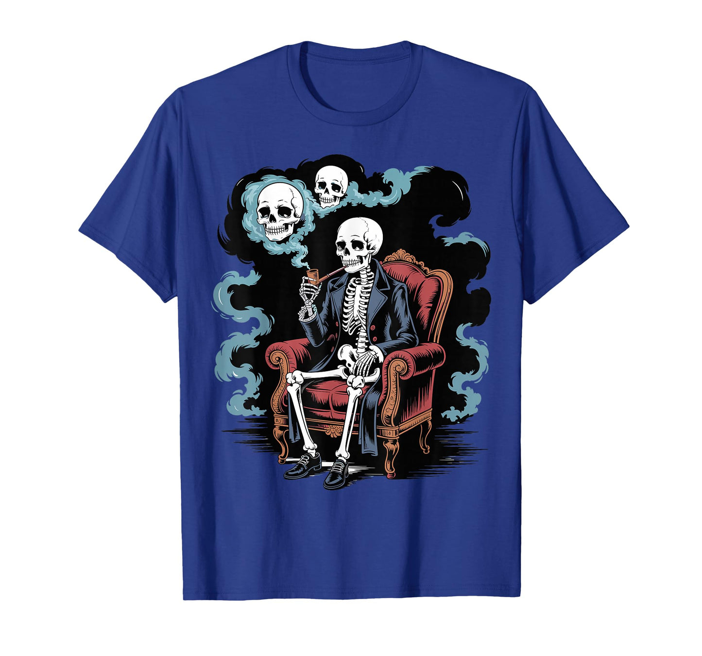 Smoking Skeleton Vintage Gothic Halloween Art T-Shirt