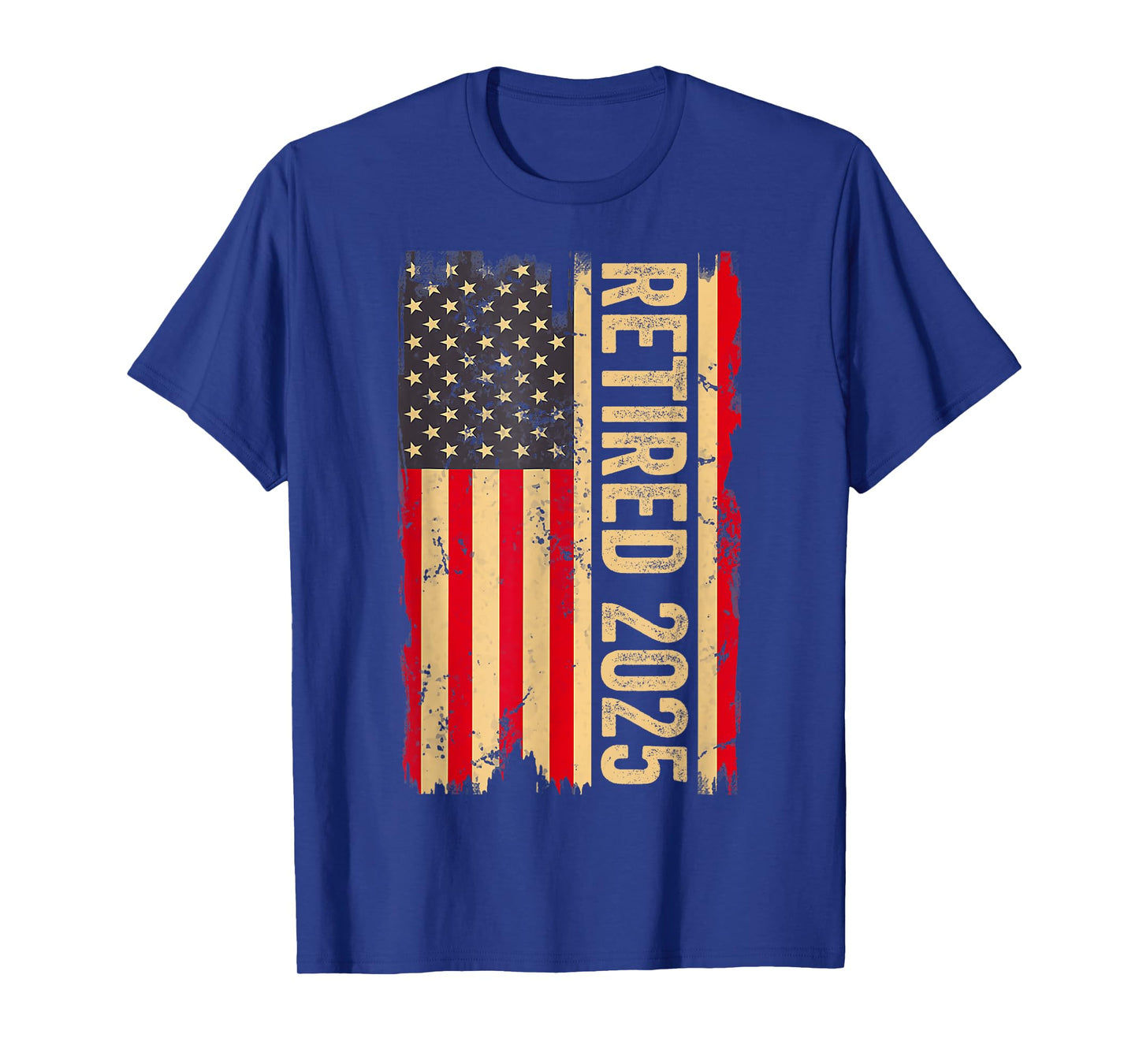Vintage Retired 2025 Men Women US Retirement American Flag T-Shirt