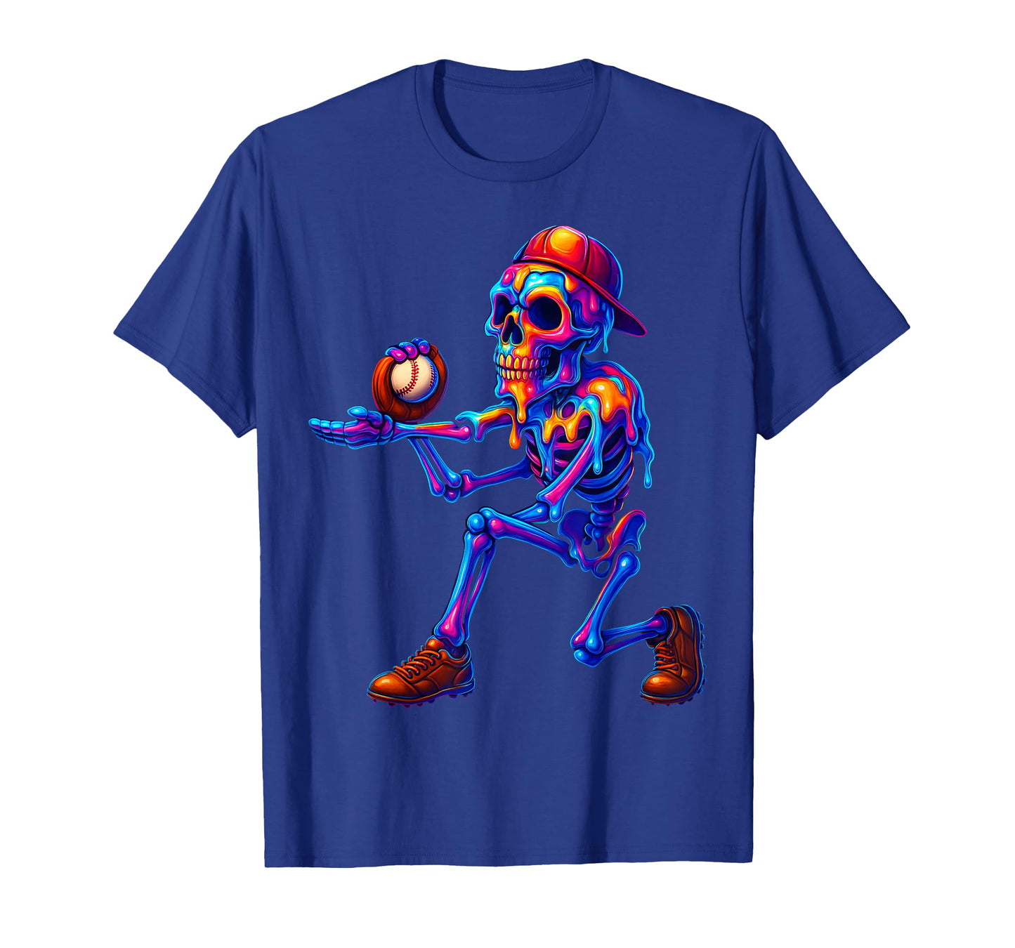 Funny Baseball Skeleton Ice Cream Drip Baseball Boys Youth T-Shirt