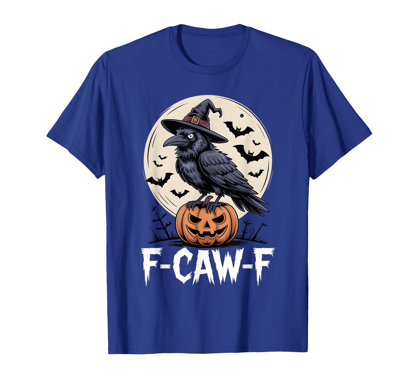 F-CAW-F Crow Pumpkin Moon Halloween Outfit for Adults T-Shirt