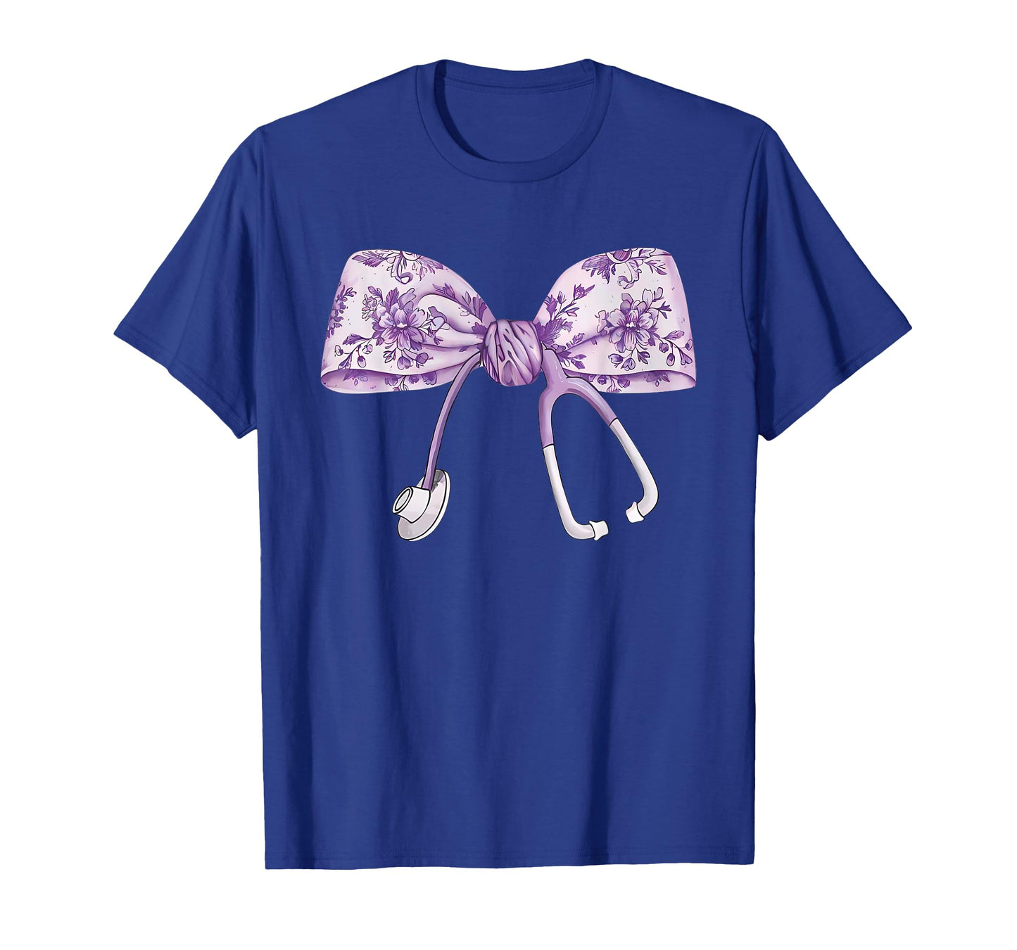 Cute Floral purple Coquette Bow Stethoscope Nurse Doctor T-Shirt