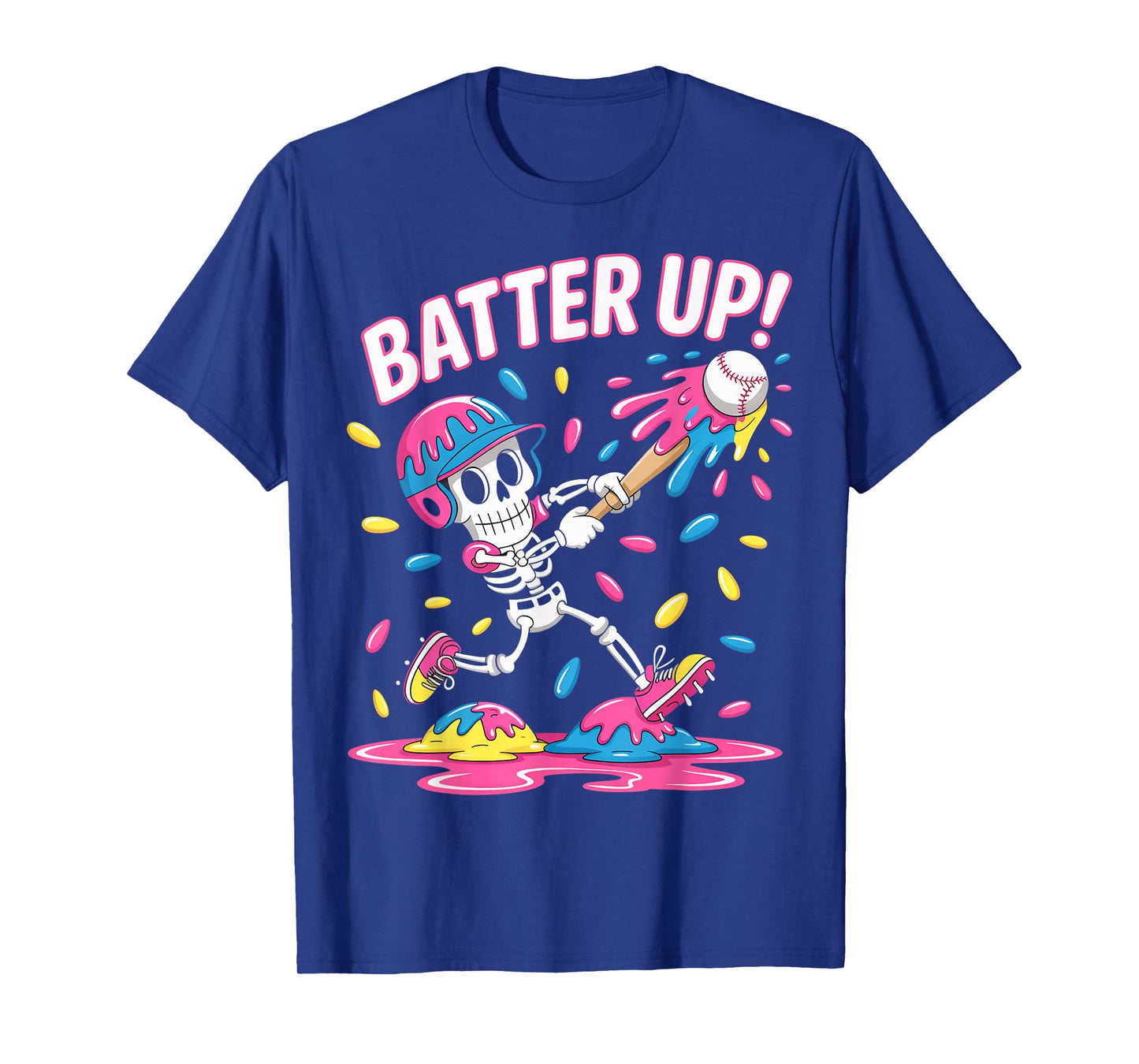 Funny Baseball Skeleton Ice Cream Dripping Boys Youth T-Shirt