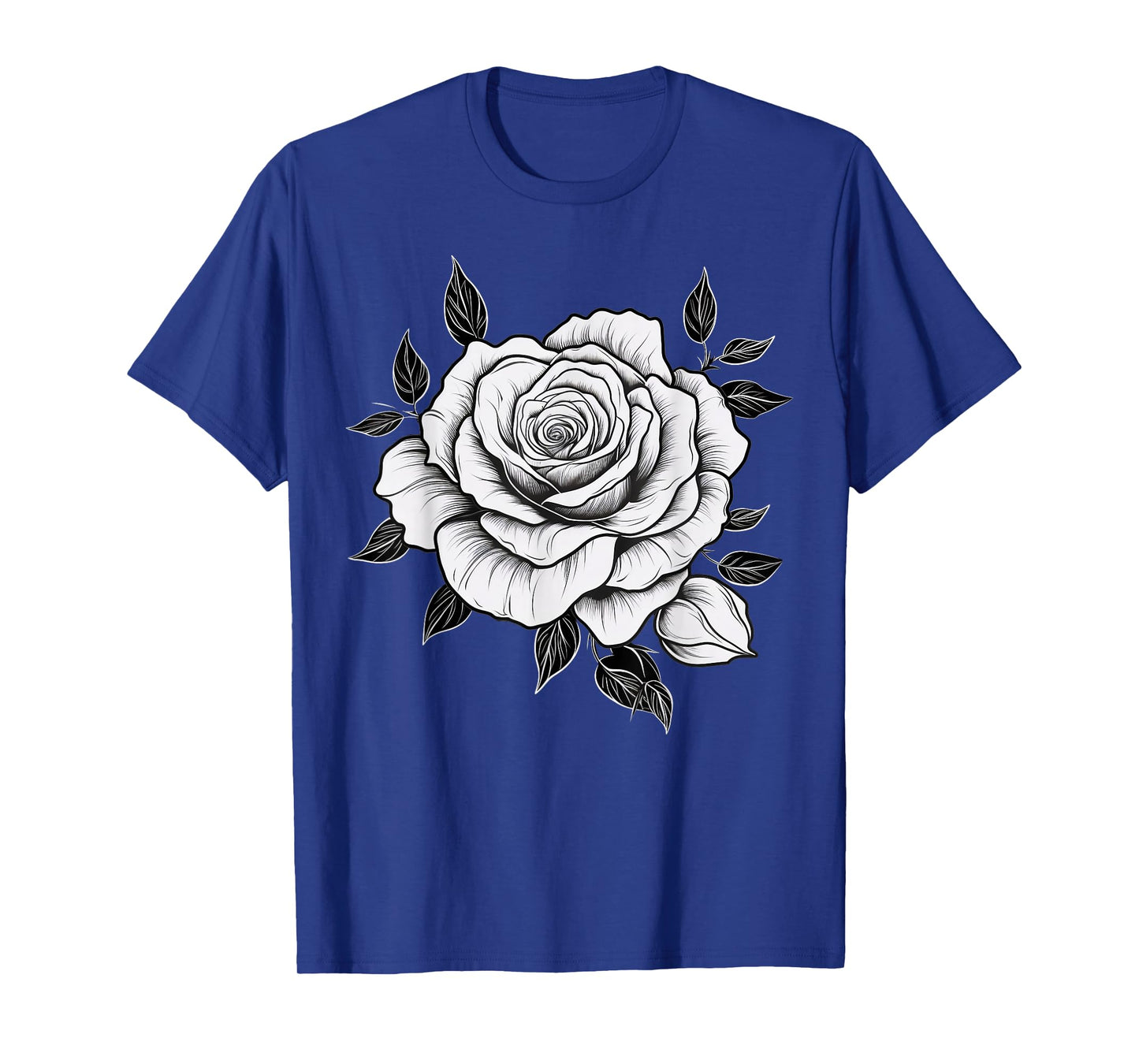 Minimalistic Rose Flower on black and white Rose T-Shirt