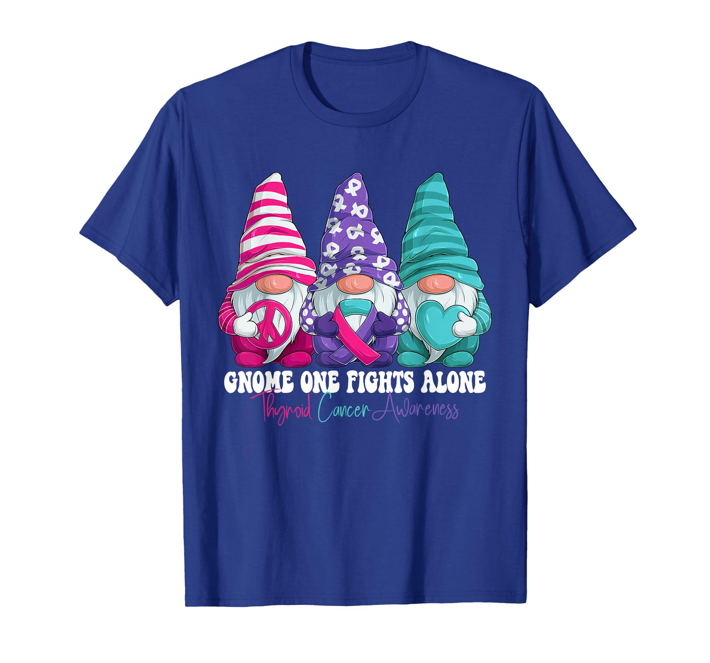 Funny Gnomies Thyroid Cancer Awareness Month Ribbon T-Shirt