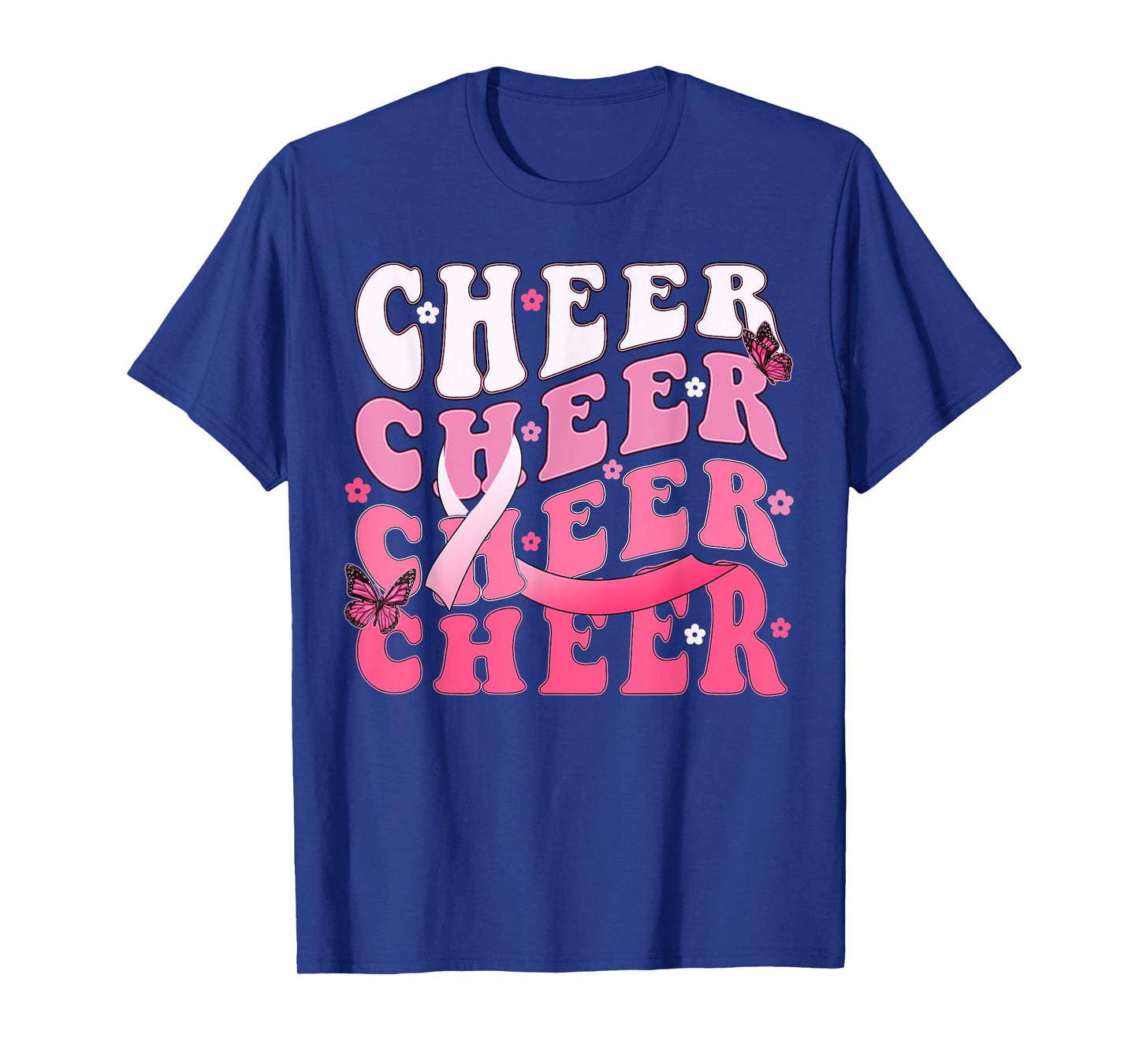 Cheer Breast Cancer Awareness Shirts Ribbon Cheerleader T-Shirt