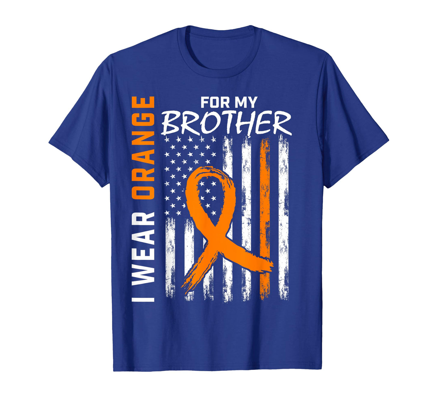 I Wear Orange For My Brother Leukemia Awareness Flag Graphic T-Shirt