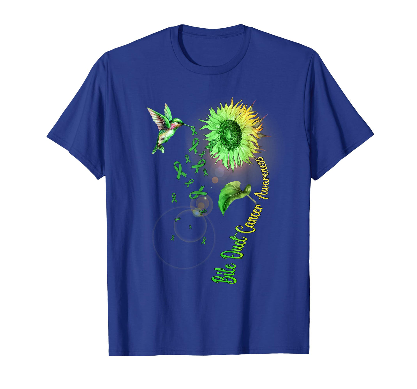 Bile Duct Cancer Sunflower Hummingbird T-Shirt