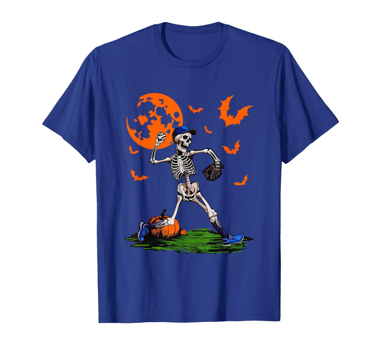 Funny Skeleton Playing Baseball Halloween Baseball Lover T-Shirt