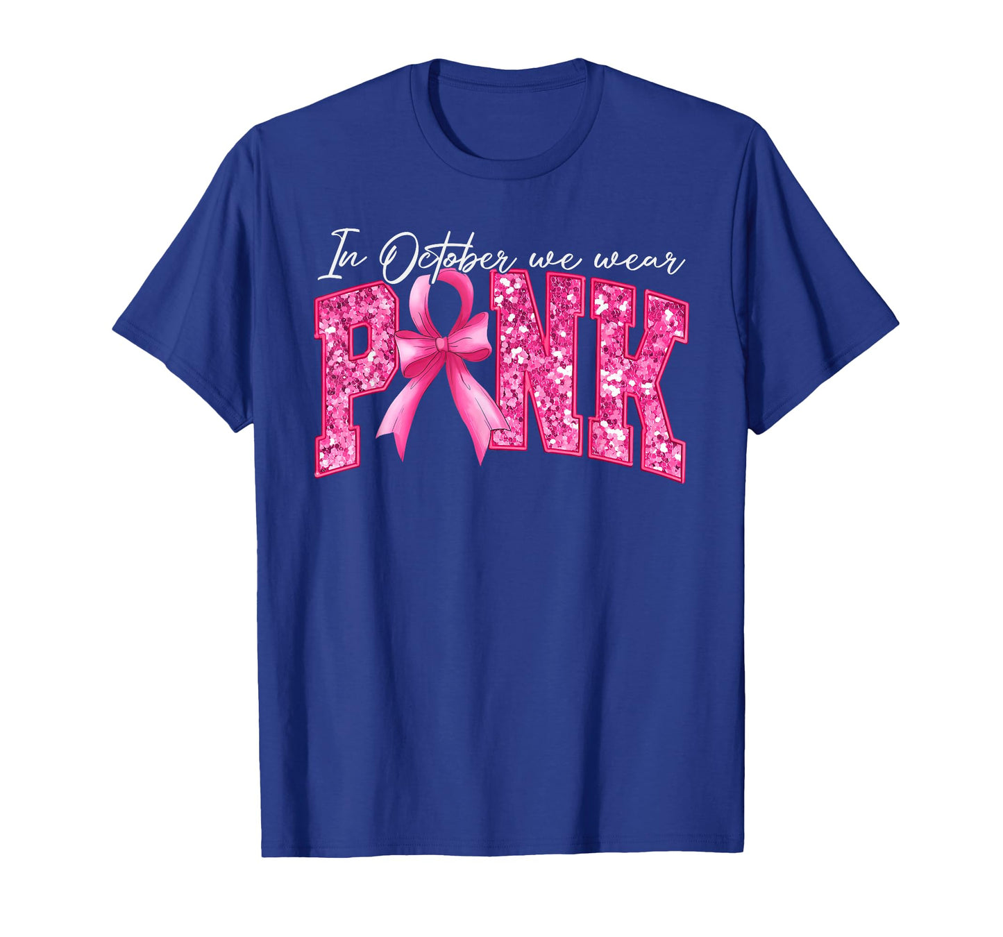 Pink Ribbon Coquette Bow Breast Cancer Awareness Women Girls T-Shirt