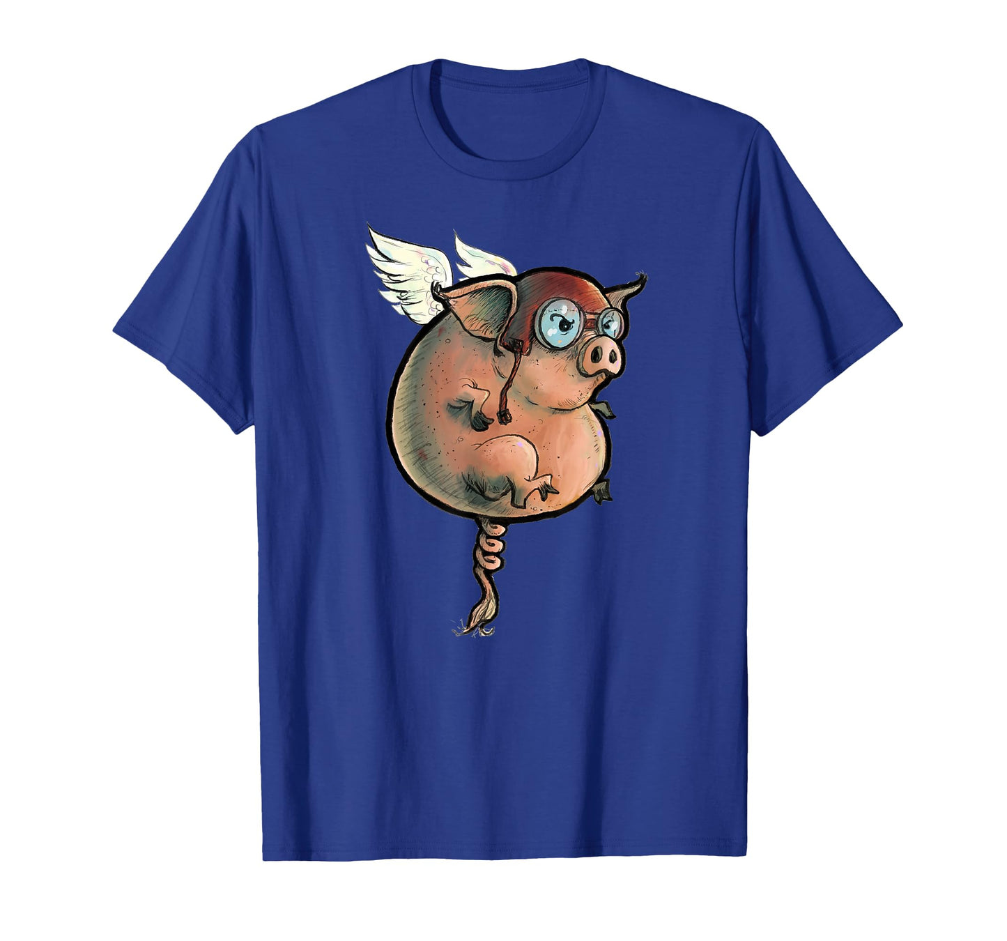 Flying Pig. Quirky, hand-drawn and painted art. T-Shirt