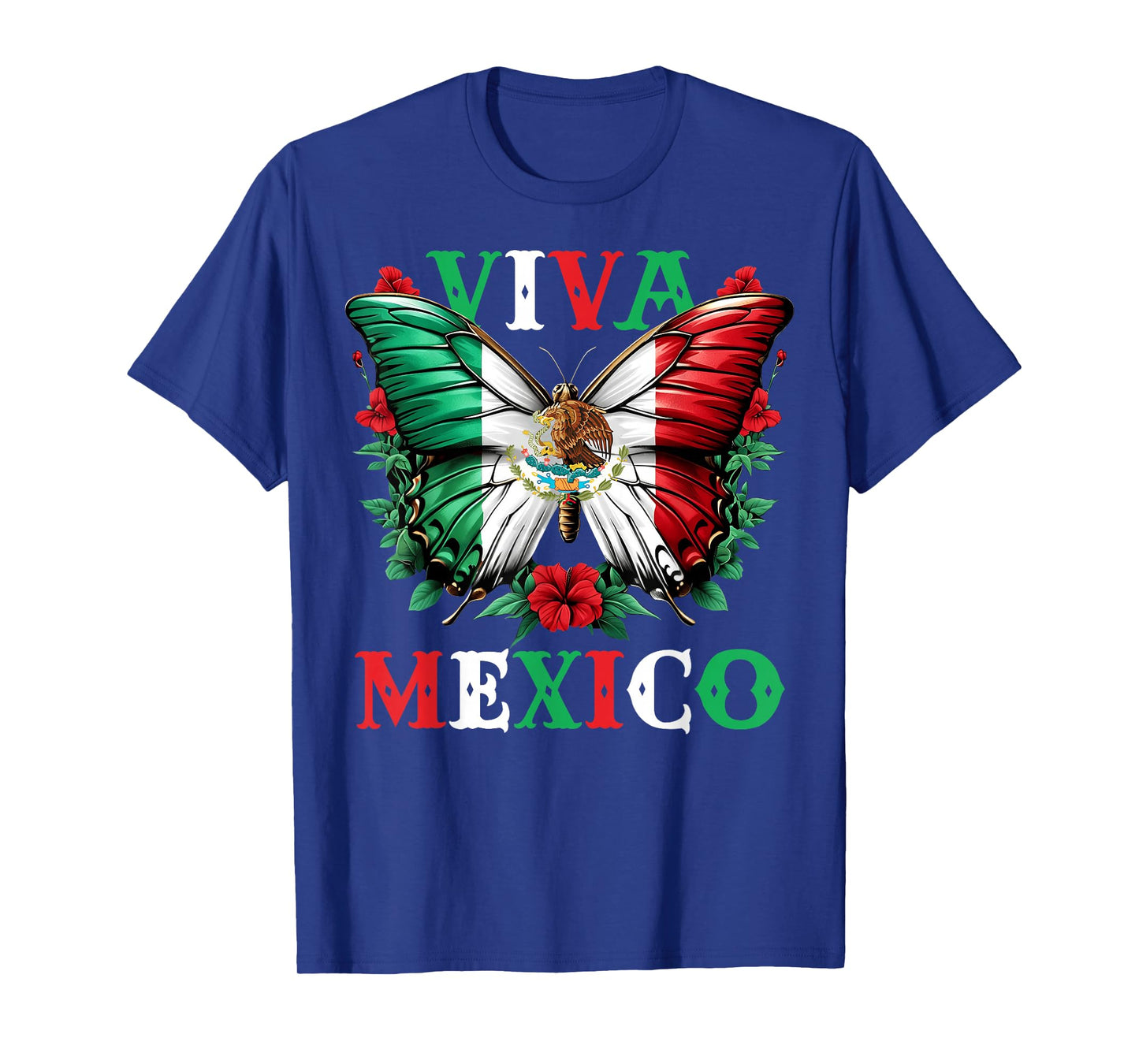 Viva Mexico Mexican Independence Day Butterfly Flag Mexico T-Shirt